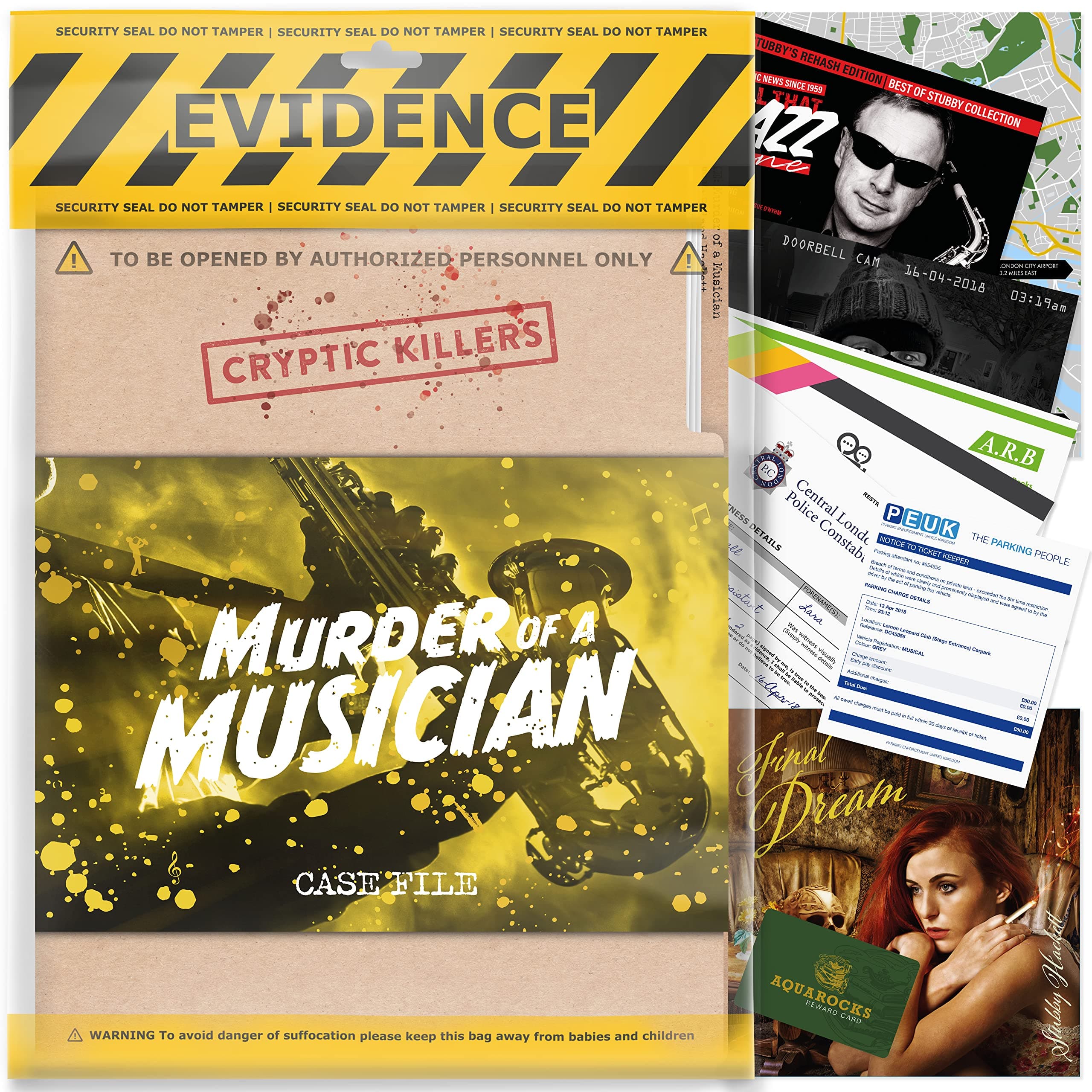 Unsolved murder mystery game - Cold Case Files Investigation - Detective clues/evidence - Solve the crime - Individuals, date nights & party groups - Murder of a Musician