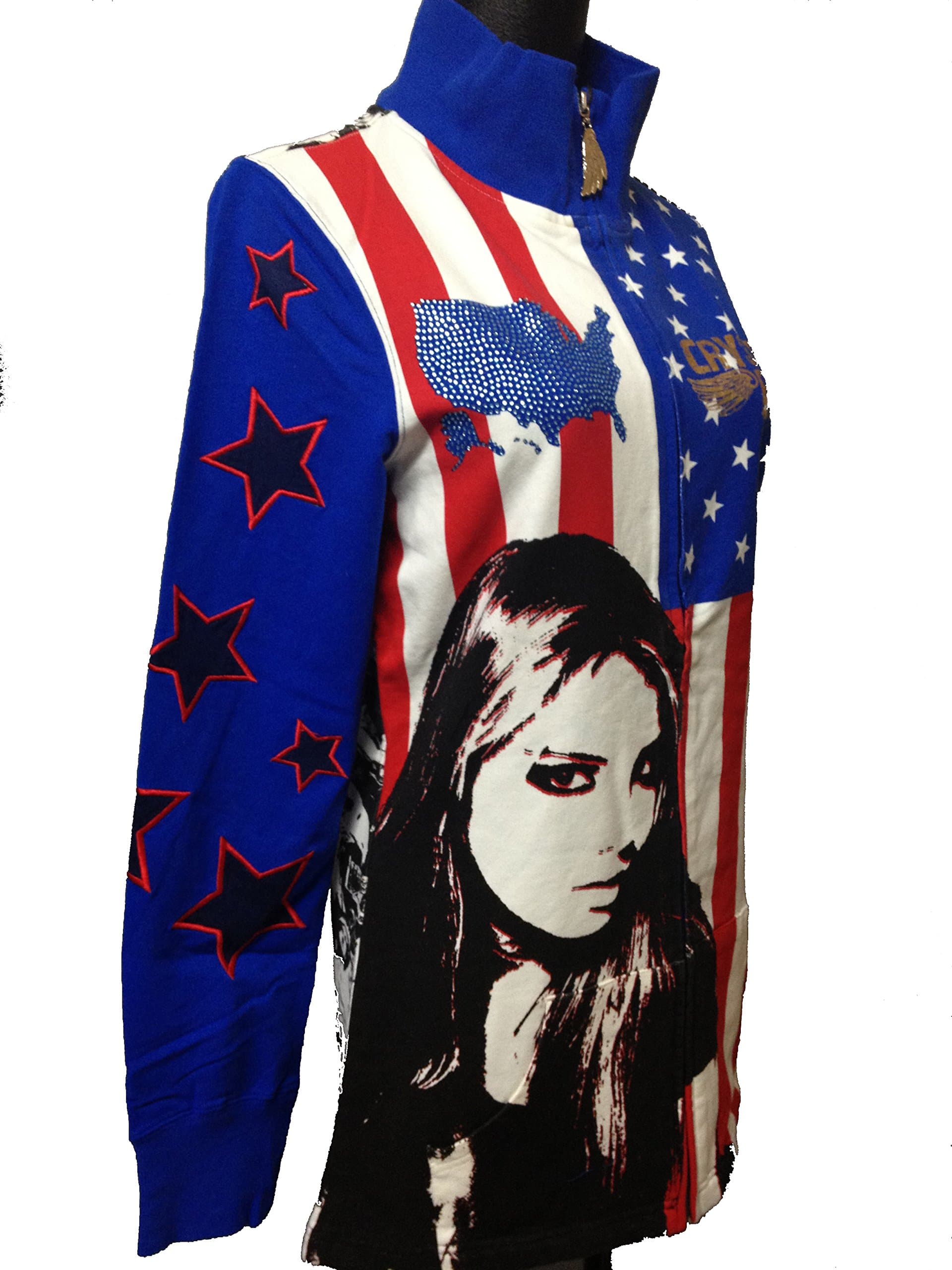 Crystal Rock ED Hardy Christian Audigier Women's Rhinestone Track Jacket aem