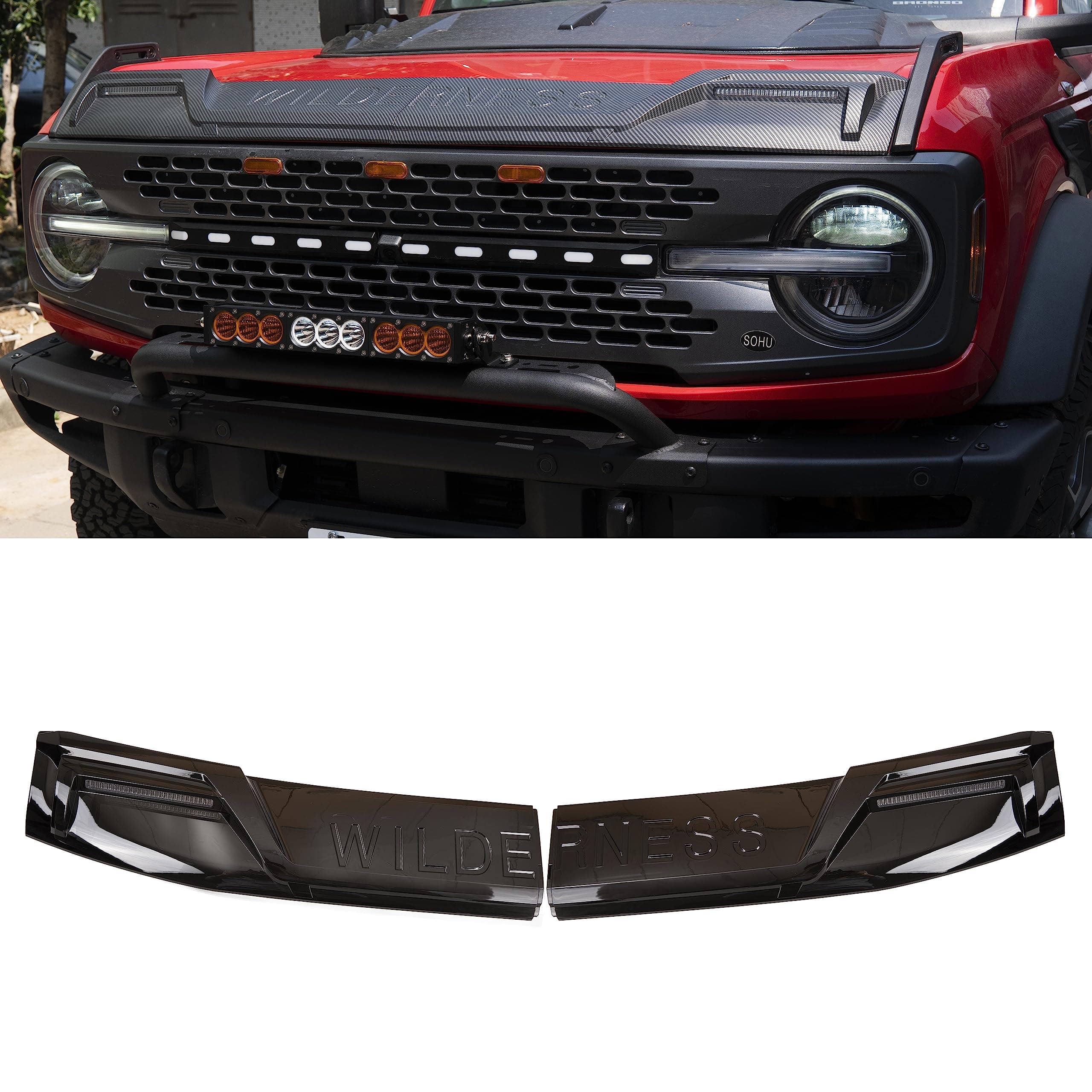 WOZUA Trail Armor Hood Guard, Hood Deflector Hood Protector,1-Piece, Black, Fits Ford Bronco 2021 2022 2023,Trail Armor Textured Black Hood Guard Shield Bug Deflector