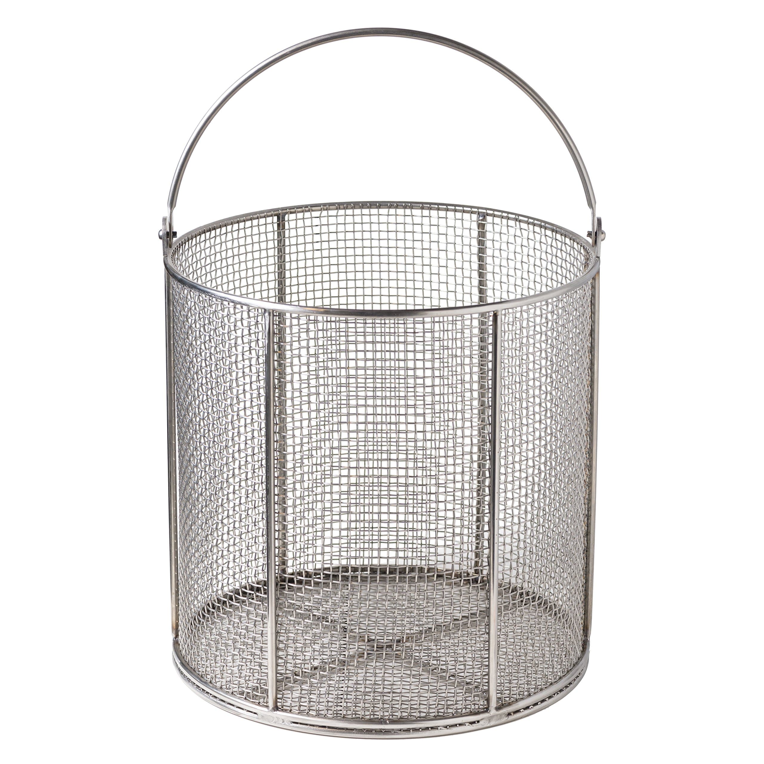 AnySizeBasket AZN-120RND120-C04S Round Stainless Steel Mesh Basket with Swinging Round Loop Handle, 12" Diameter x 12" H