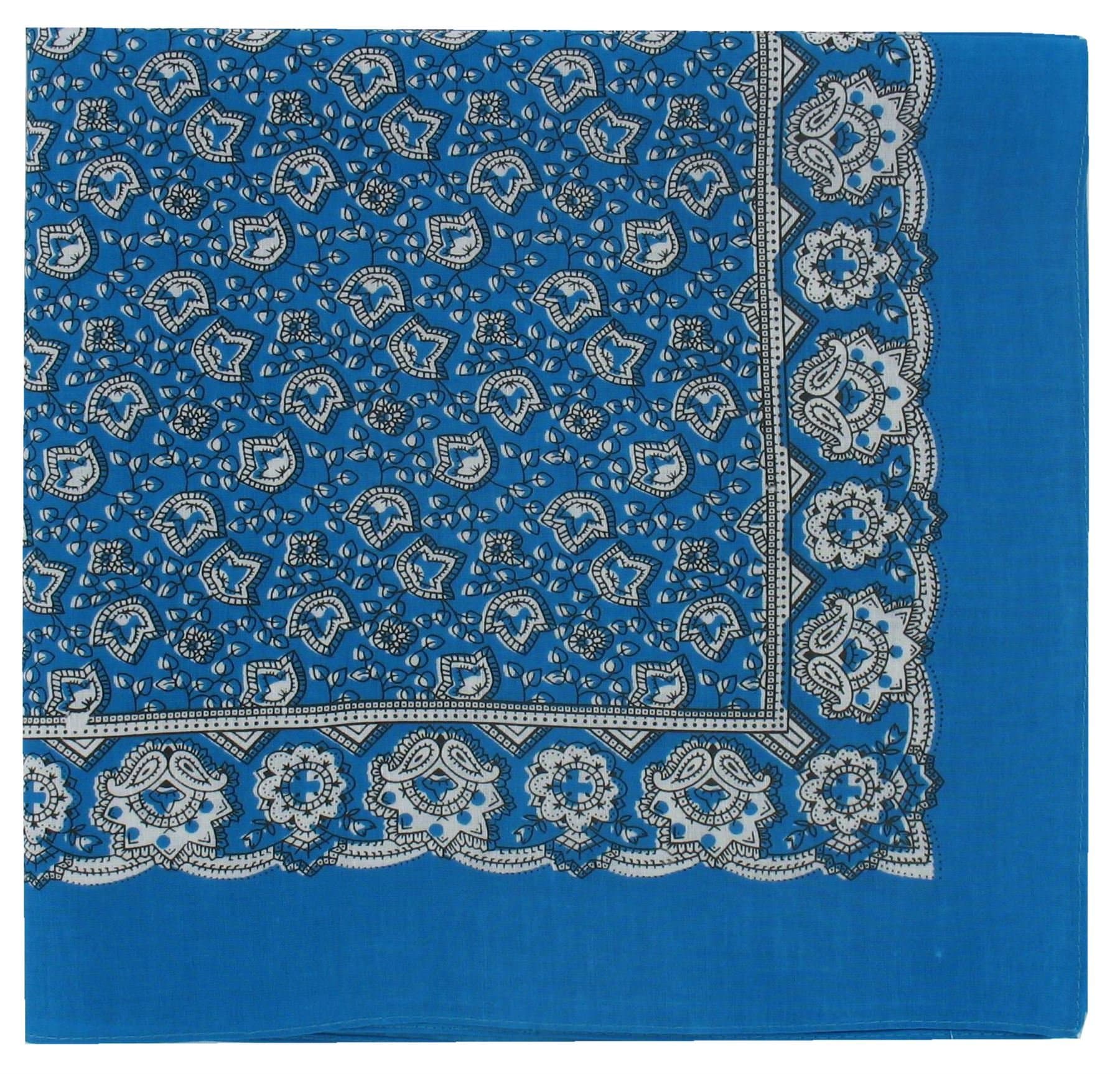 Mid Blue Neat Paisley Design Bandana or Large Handkerchief