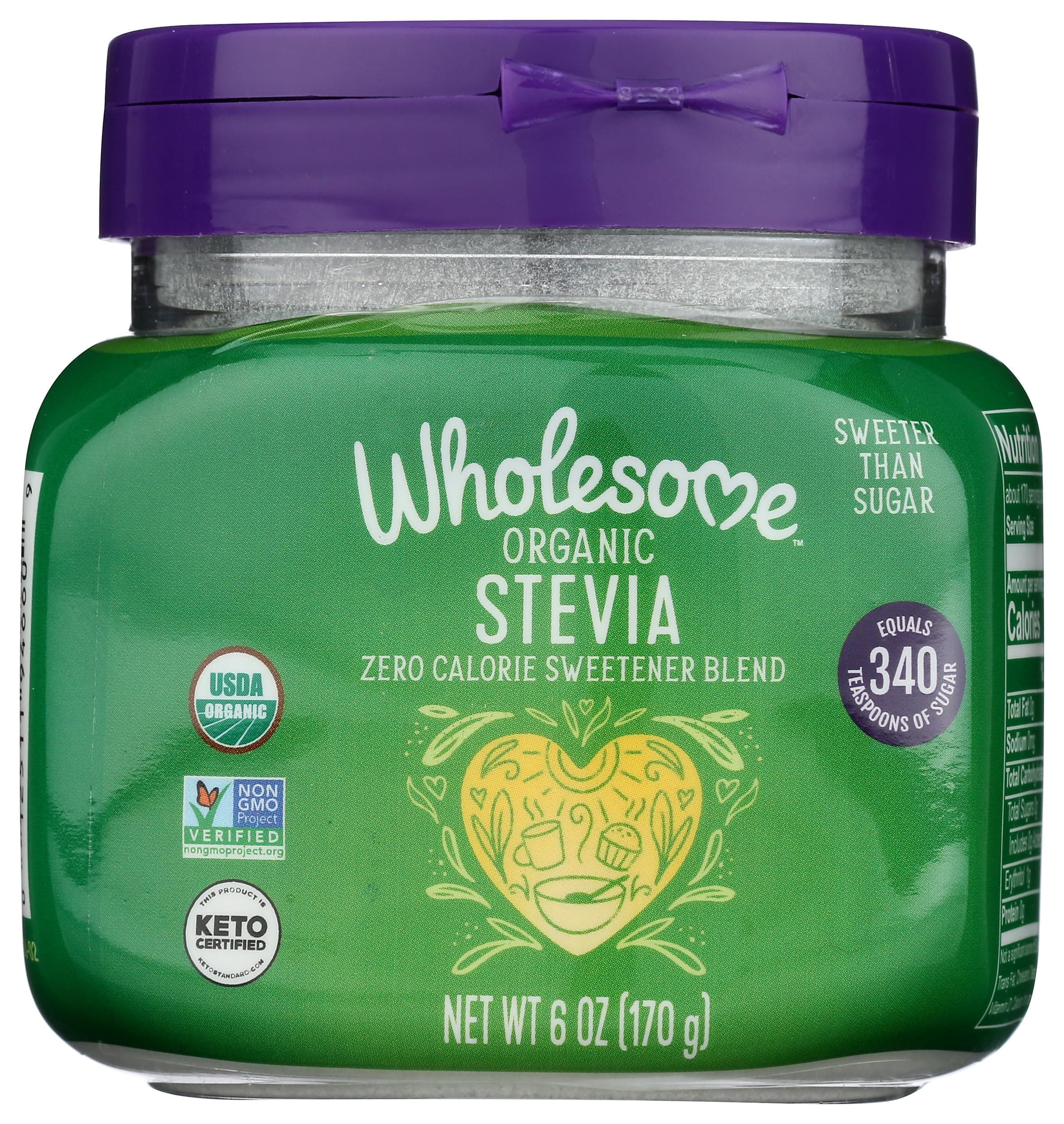 Sweeteners Organic Stevia, 6oz Jar, Zero Calorie Sweetener Blend, Keto Friendly, Non GMO, Gluten Free & Vegan, 1 Pack