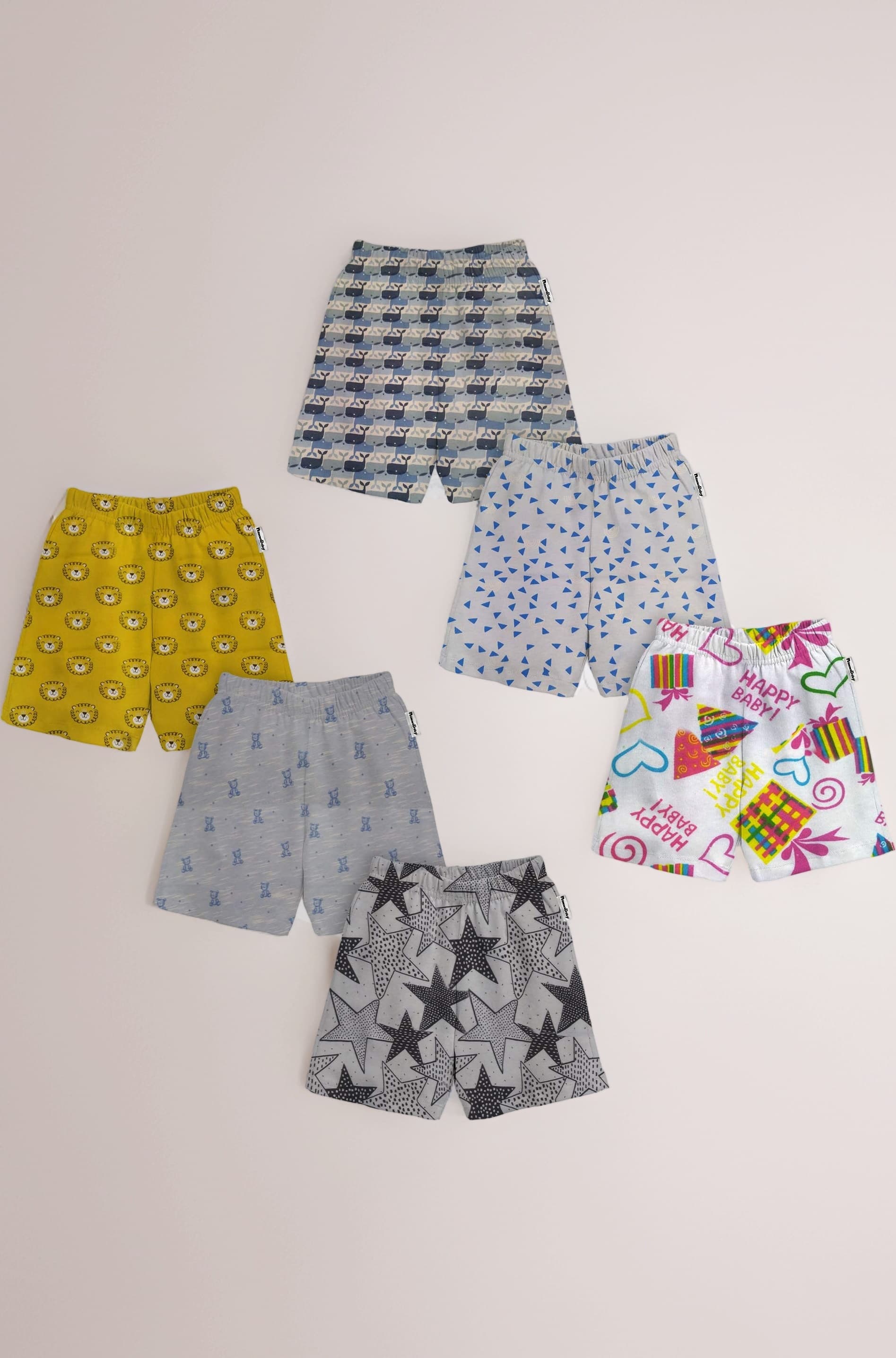 Hoseiry Cotton Boy's Regular Shorts Pack of 6 - Assorted Mix Print