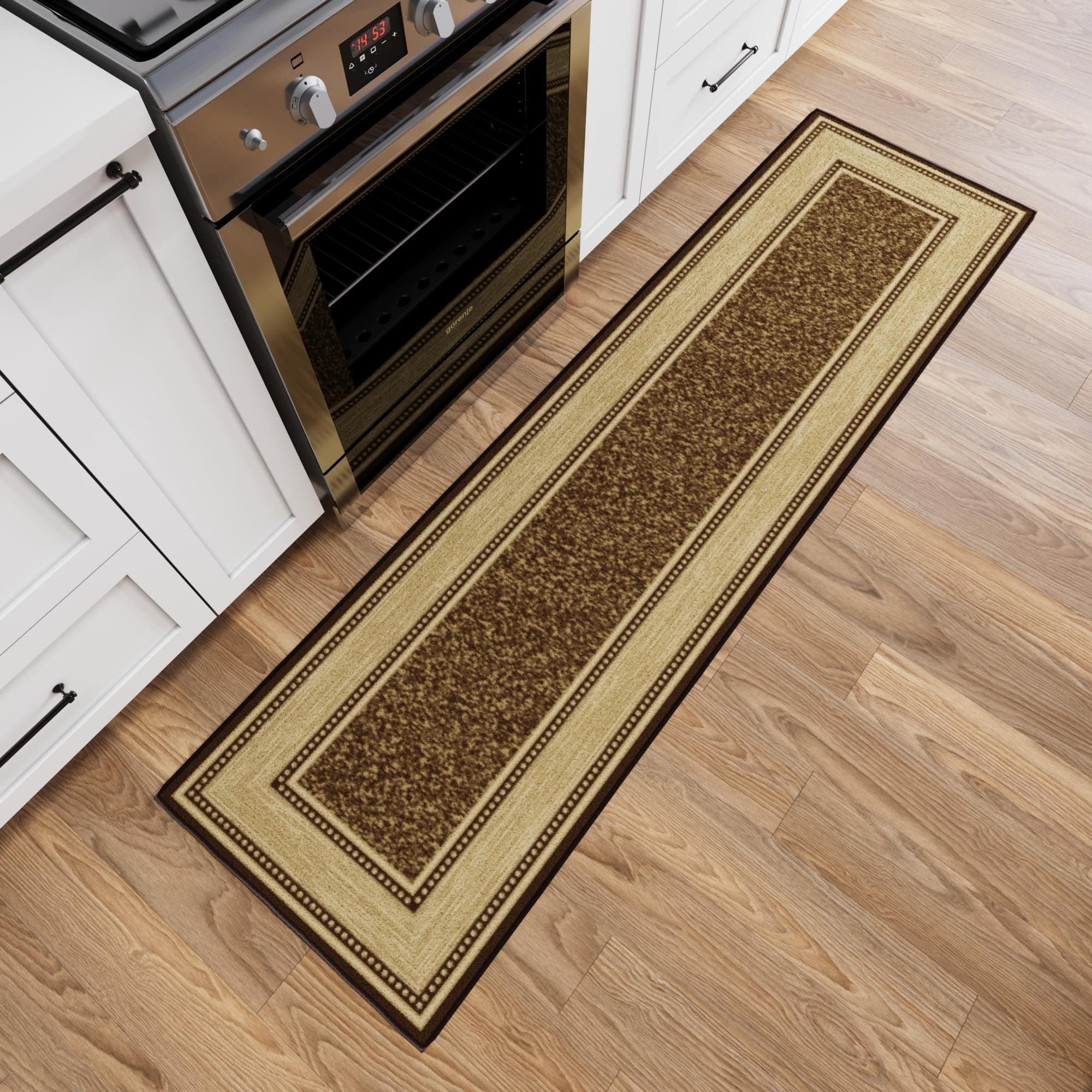 Ottomanson Hallway Runner Rug 1'10" x 6' Non Slip Border Area Rugs Easy to Clean Laundry Rug Runner Durable & Pet Friendly Floor Carpet Runners for Hallways Entryway Living Room Kitchen, Brown