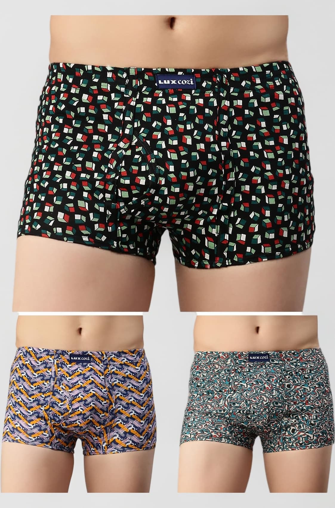 Mens 100% Cotton Printed Mini Trunk | Printed Mini Trunk for Men | Color and Print May Vary | Mini Trunk for Men Pack of 3