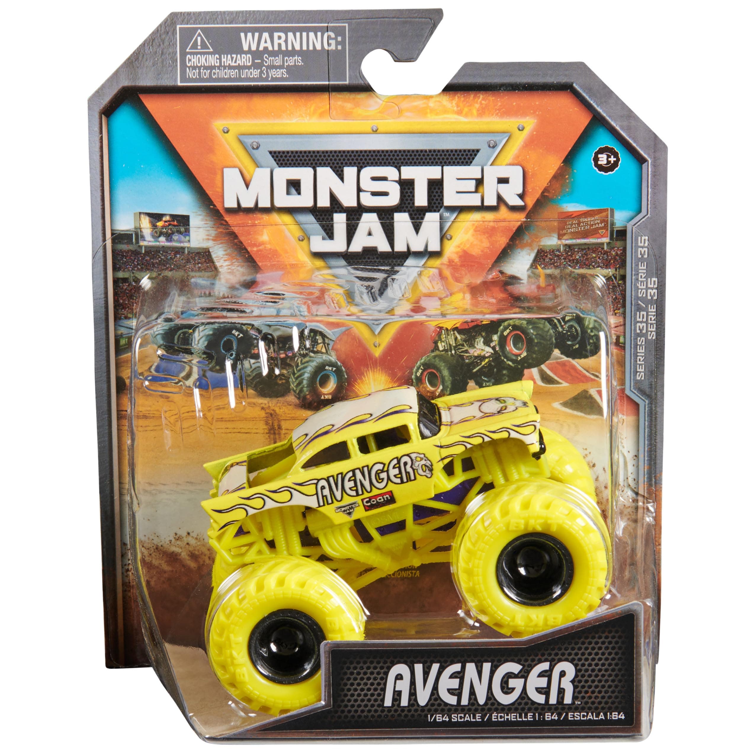 Official Avenger Monster Truck, Die-Cast Vehicle, 1:64 Scale, Kids Toys for Boys Ages 3 and up