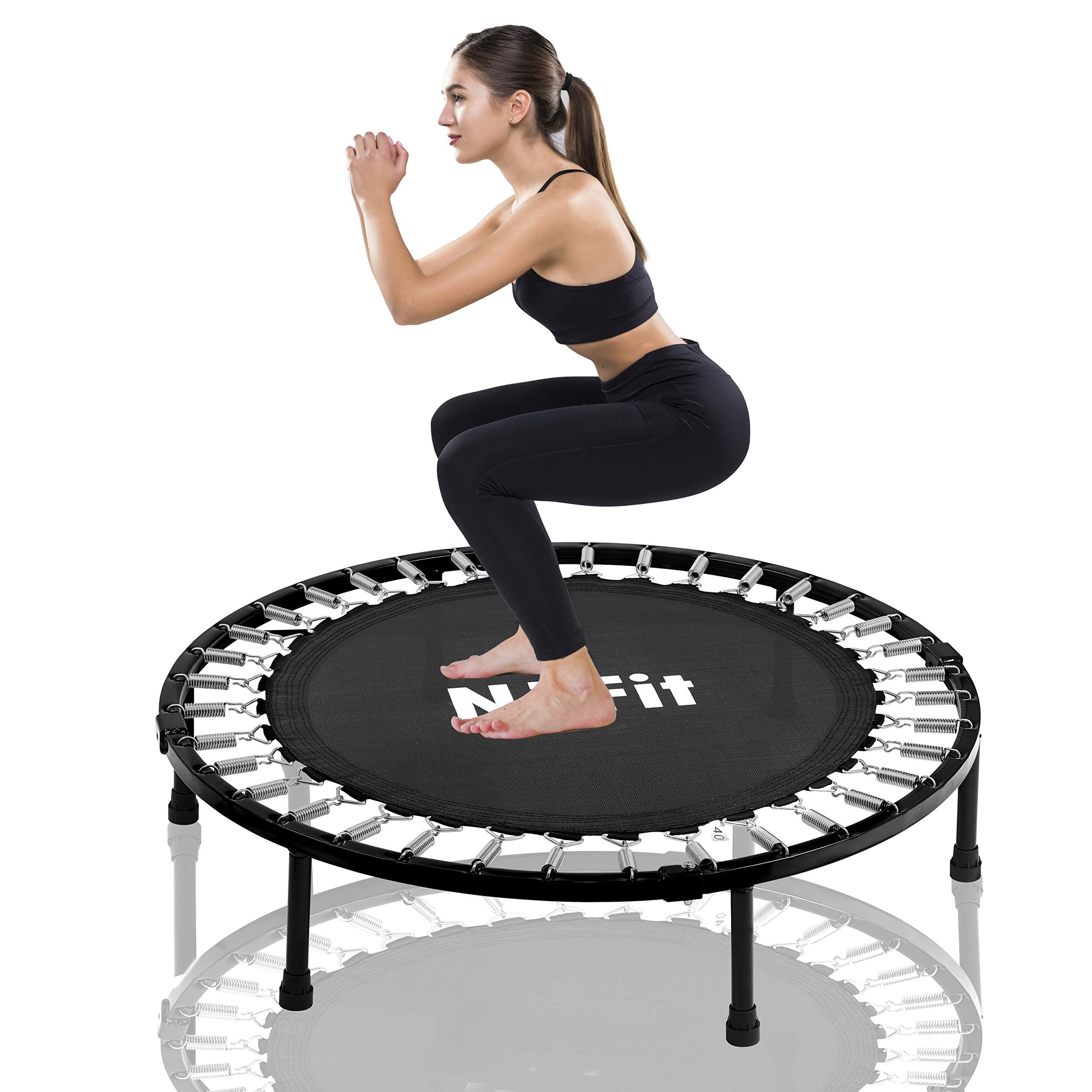 N1Fit Rebounders Mini Trampoline - Fitness Trampoline, 40" Round, Black, Adults