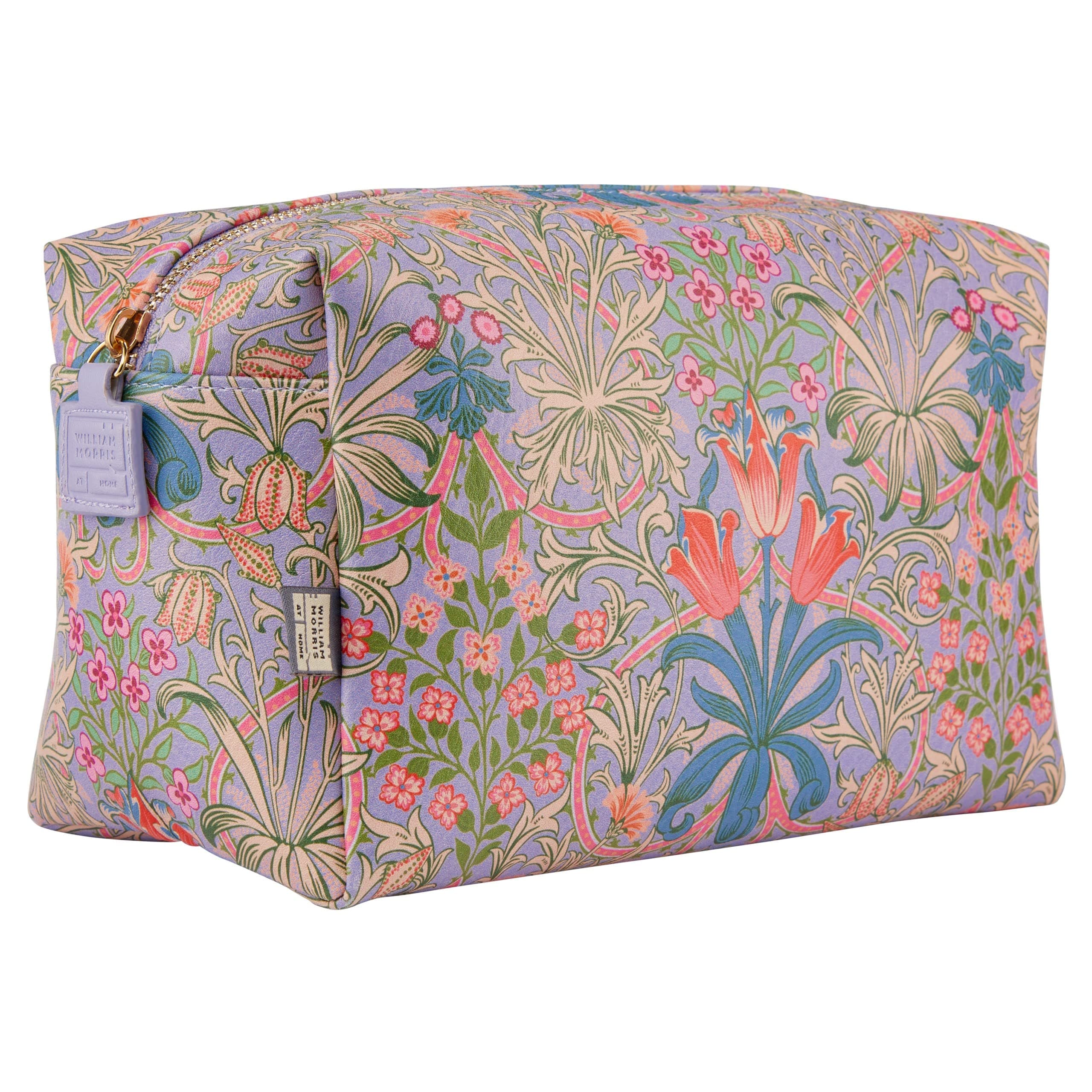 William Morris At Home Forest Bathing Large Purple Cosmetic Wash Bag | Toiletries & Beauty Essentials | Vegan Leather | Foliage Print | Travel Gift