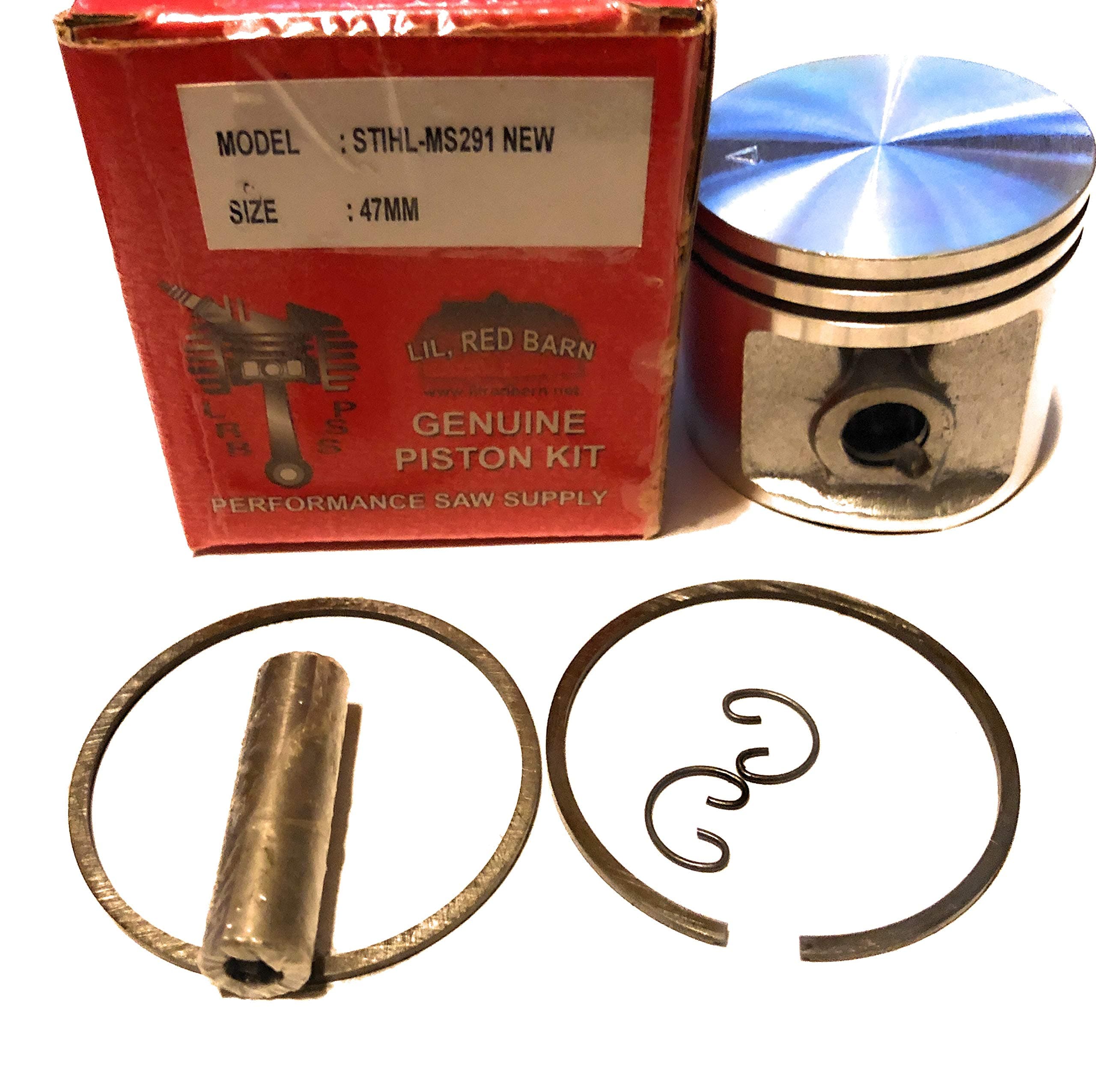 Lil Red BarnCompatible with Stihl Ms291 Piston Kit 47mm Part # 1141-030-2004 Fits Saws That Use The Round Intake Boot and Clamp Ships from The USA