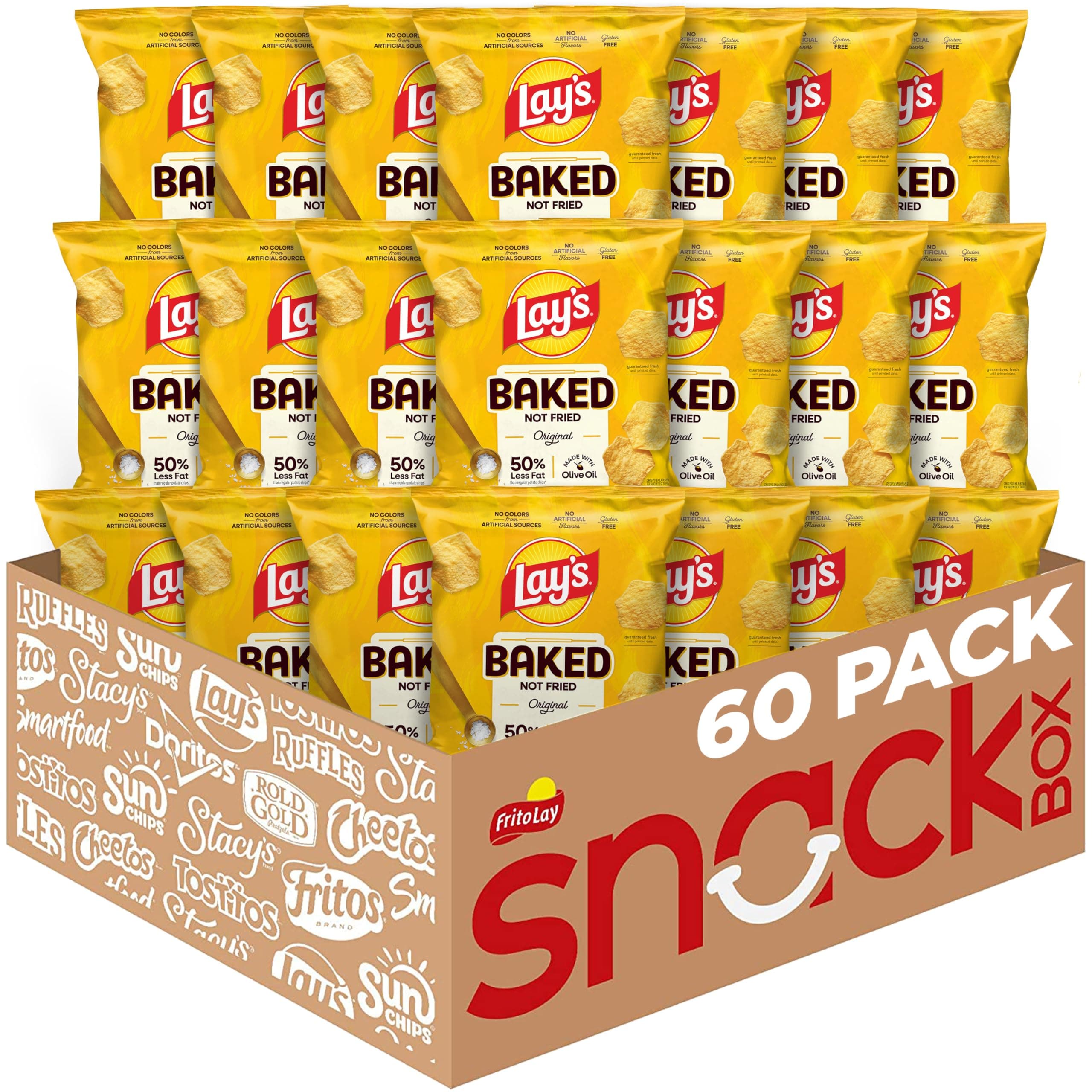 Baked, Lay's Original Potato Crisps, 0.875 Ounce (Pack of 60)