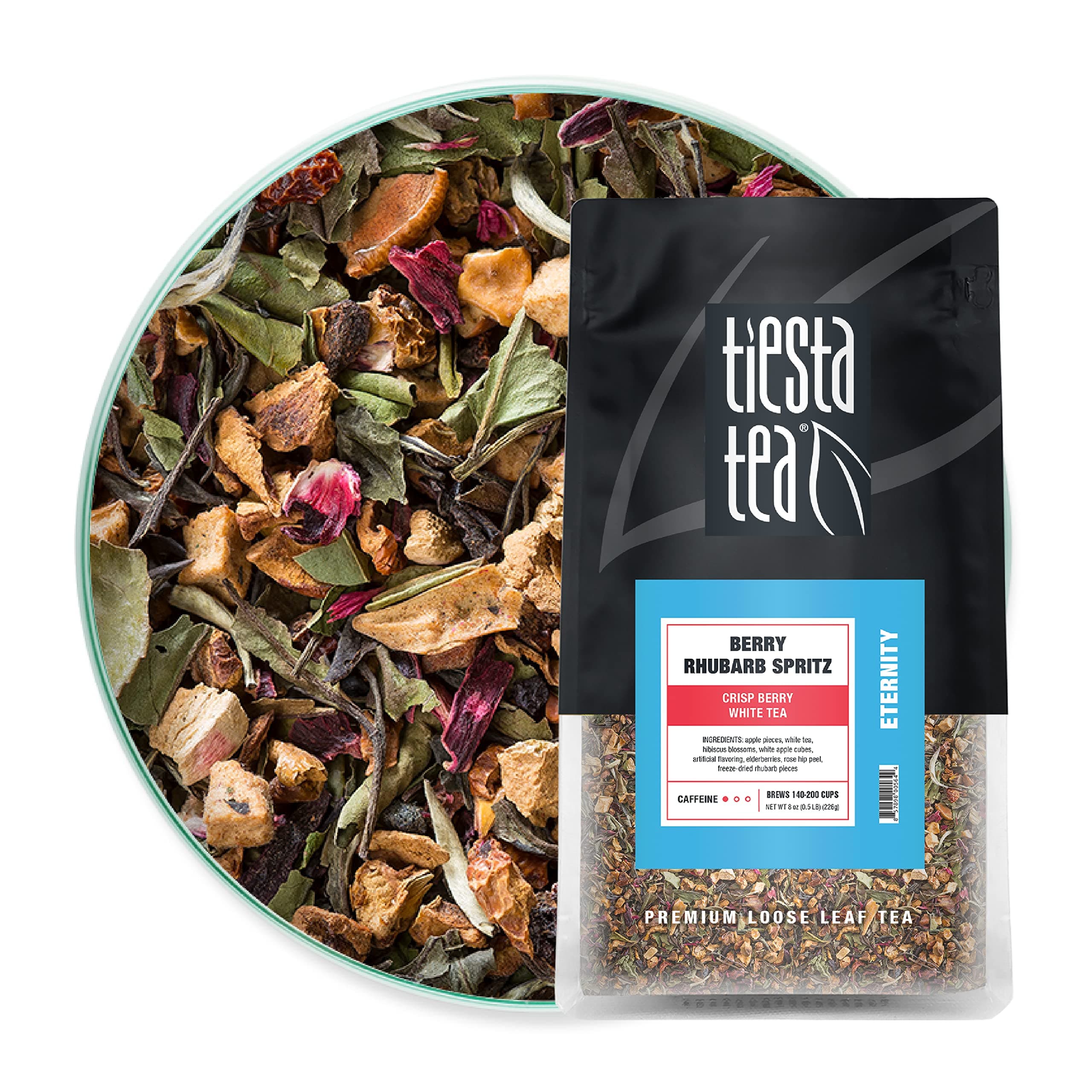 Berry Apple White Tea | BERRY RHUBARB SPRITZ 8 Ounce Bag by TIESTA TEA | Low Caffeine | Loose Leaf White Tea Eternity Blend