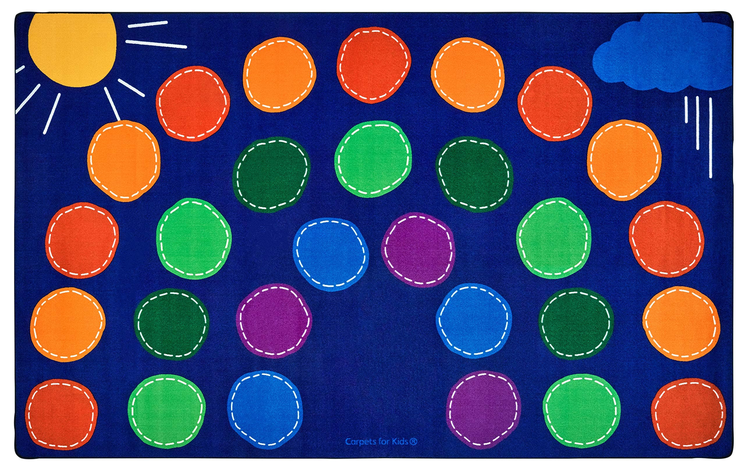 Carpets for Kids 8412 Rainbow Seating Classroom KidsTeen Room Rug 7ft 6in x 12ft Rectangle Multi Color