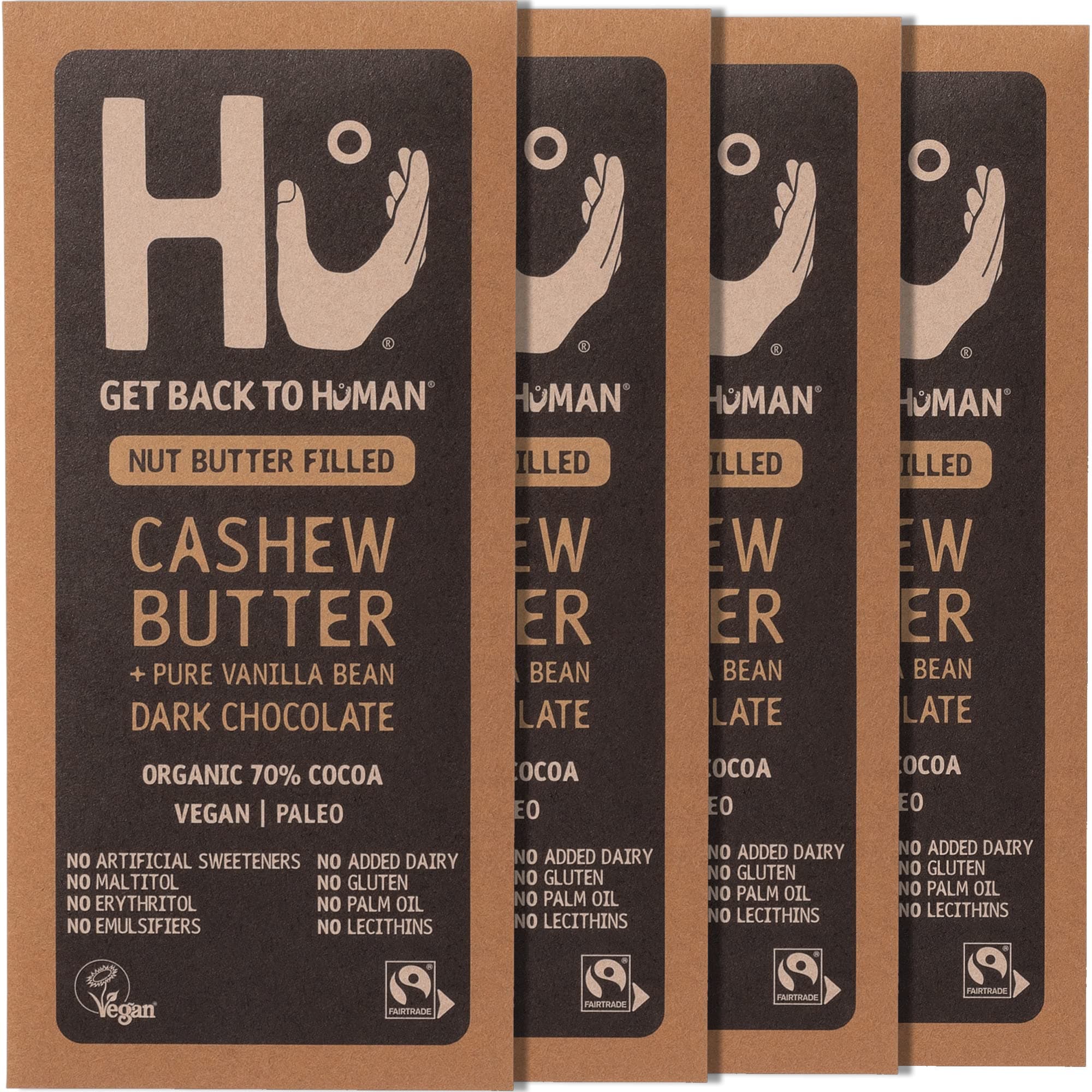Hu Cashew Butter and Pure Vanilla Bean Dark Chocolate Bar, 4 x 60 g - Vegan & Paleo Friendly