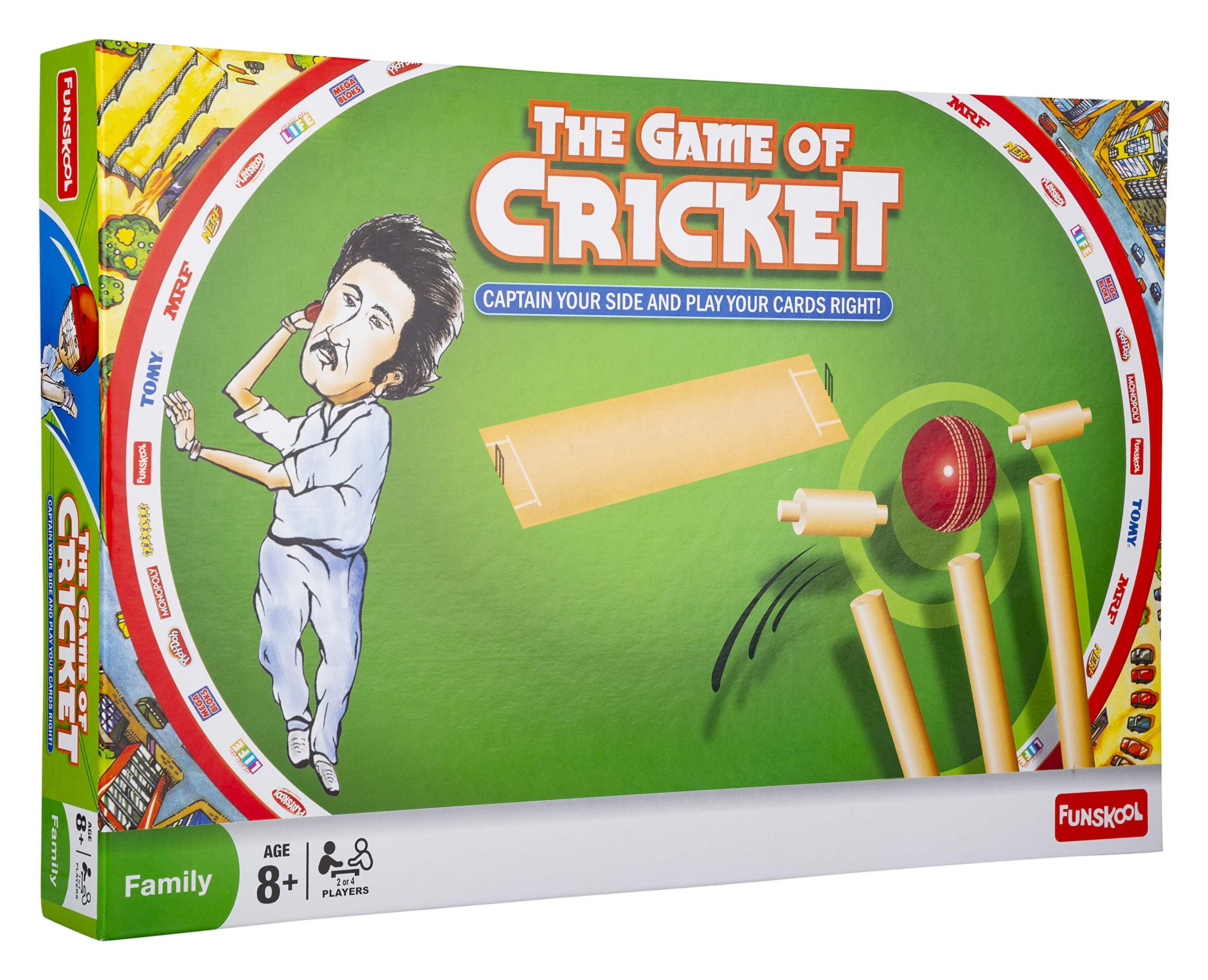 Funskool Games - Game Of Cricket, Sport board Game, Cricket game for kids and family, 2 - 4 players, 8 & above Color as per stock,27 pieces,120 cards