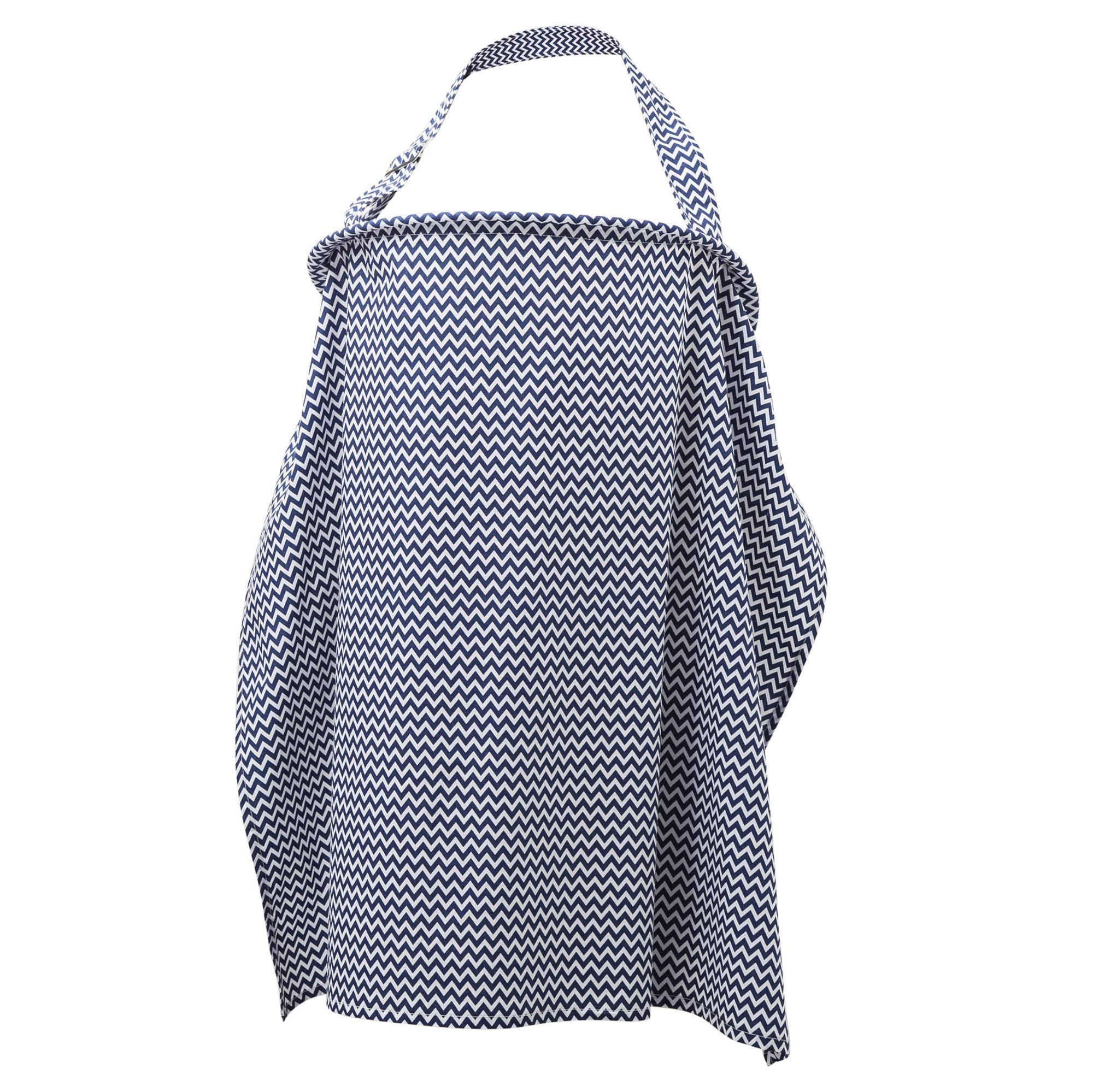 Liberty Lane Breast Feeding Cover Up | Nursing Cover for Breastfeeding Infants with Matching Neck Scarf/Bib for Burping Baby | Free Matching Storage Pouch | 100% Cotton (Blue and White)