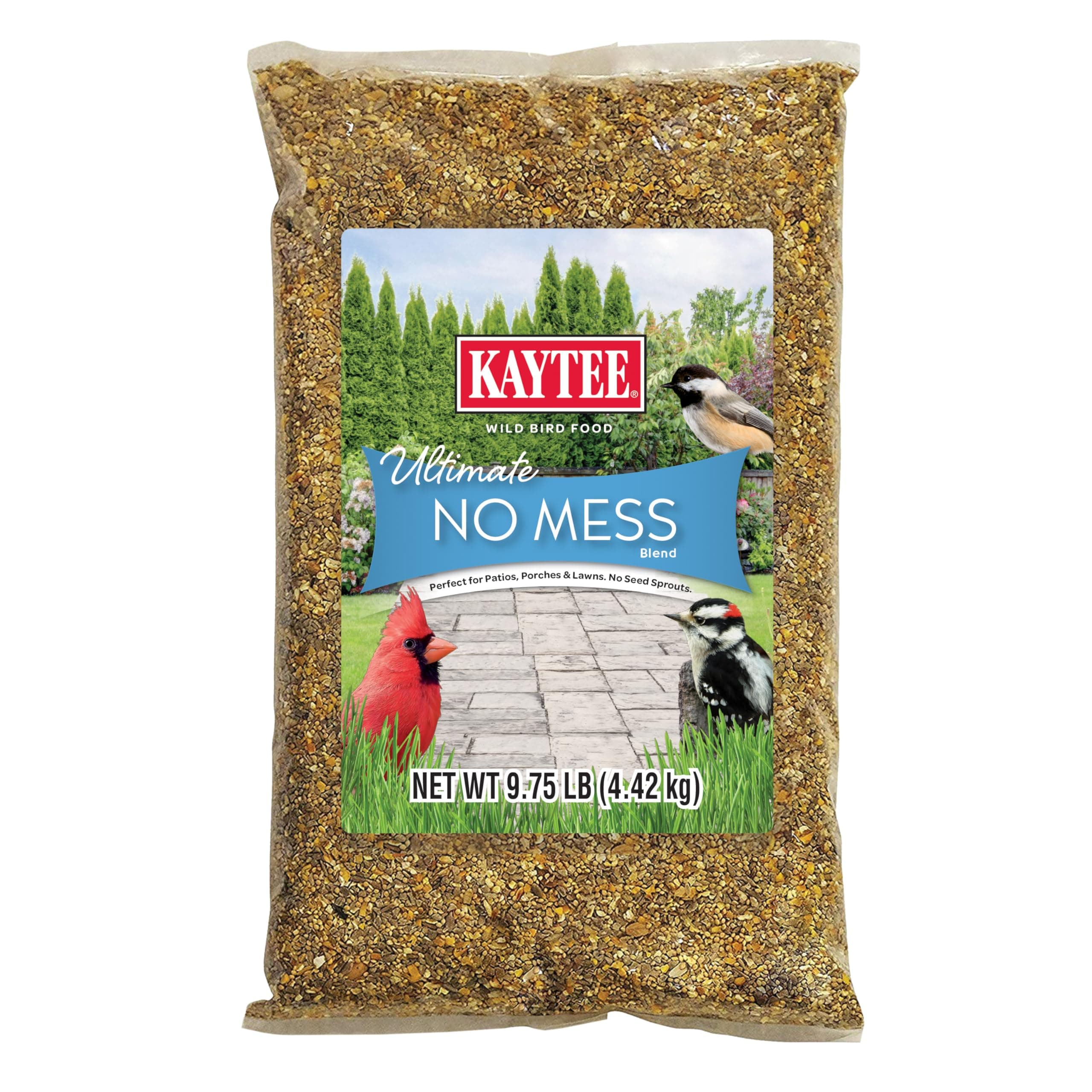 Kaytee Wild Bird Ultimate No Mess Wild Bird Food Seed For Cardinals, Finches, Chickadees, Nuthatches, Woodpeckers, Grosbeaks, Juncos and Other Colorful Songbirds, 9.75 Pound