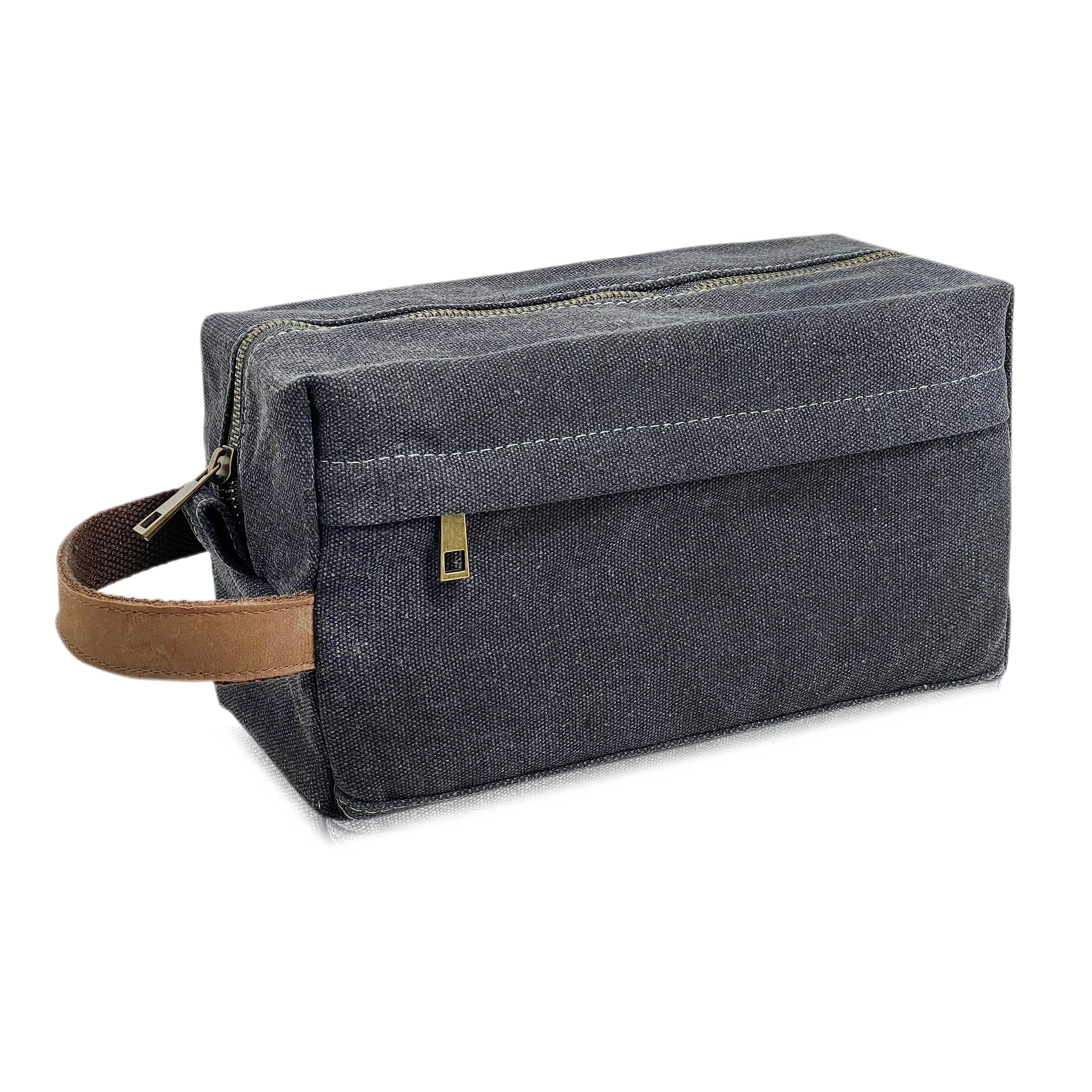 Canvas Toiletry Bag for Men, Waterproof Dopp Kits Bag, Mens Bathroom Shaving Kit Travel Toiletry Bag