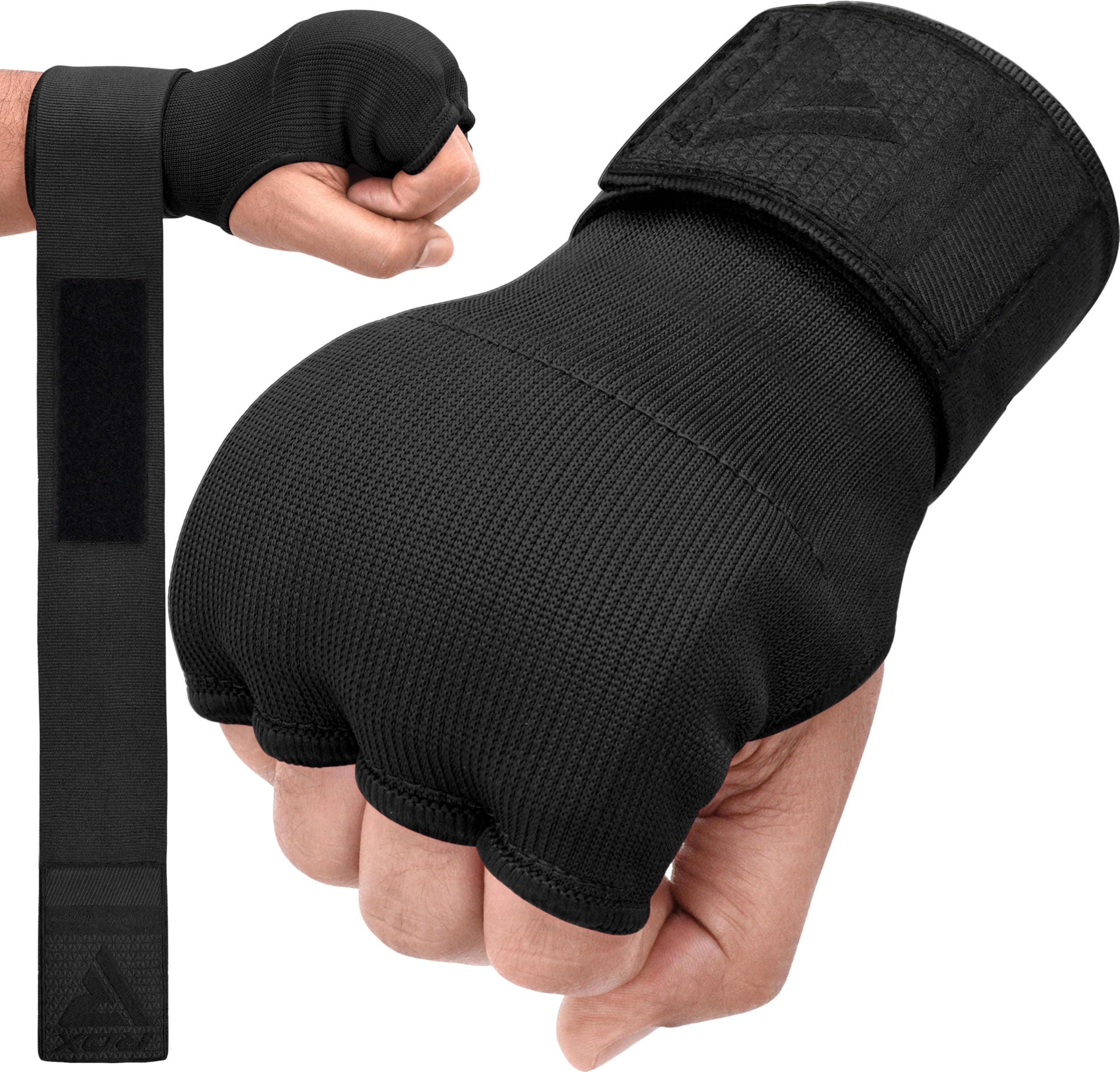 RDX Boxing Hand Wraps Gel Inner Gloves, Quick 100cm Long Wrist Straps, Elasticated, Padded Fist Hand Protection, Muay Thai MMA Martial Arts Punching Speed Bag Training Bandages