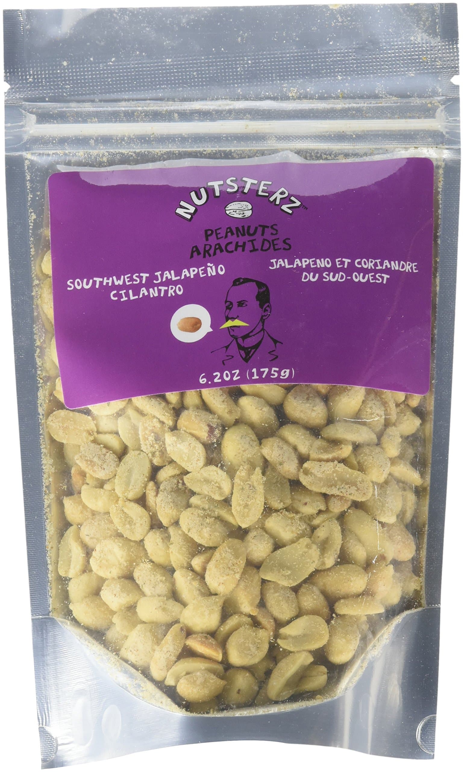 Southwest Jalapeño Peanuts from Nutsterz with Hot Peppers and Southwest Flavor - Spicy Peanuts with a Kick, Healthy Peanuts Flavored with Paprika, Garlic, Salt, Cilantro & More! (6 Pack)