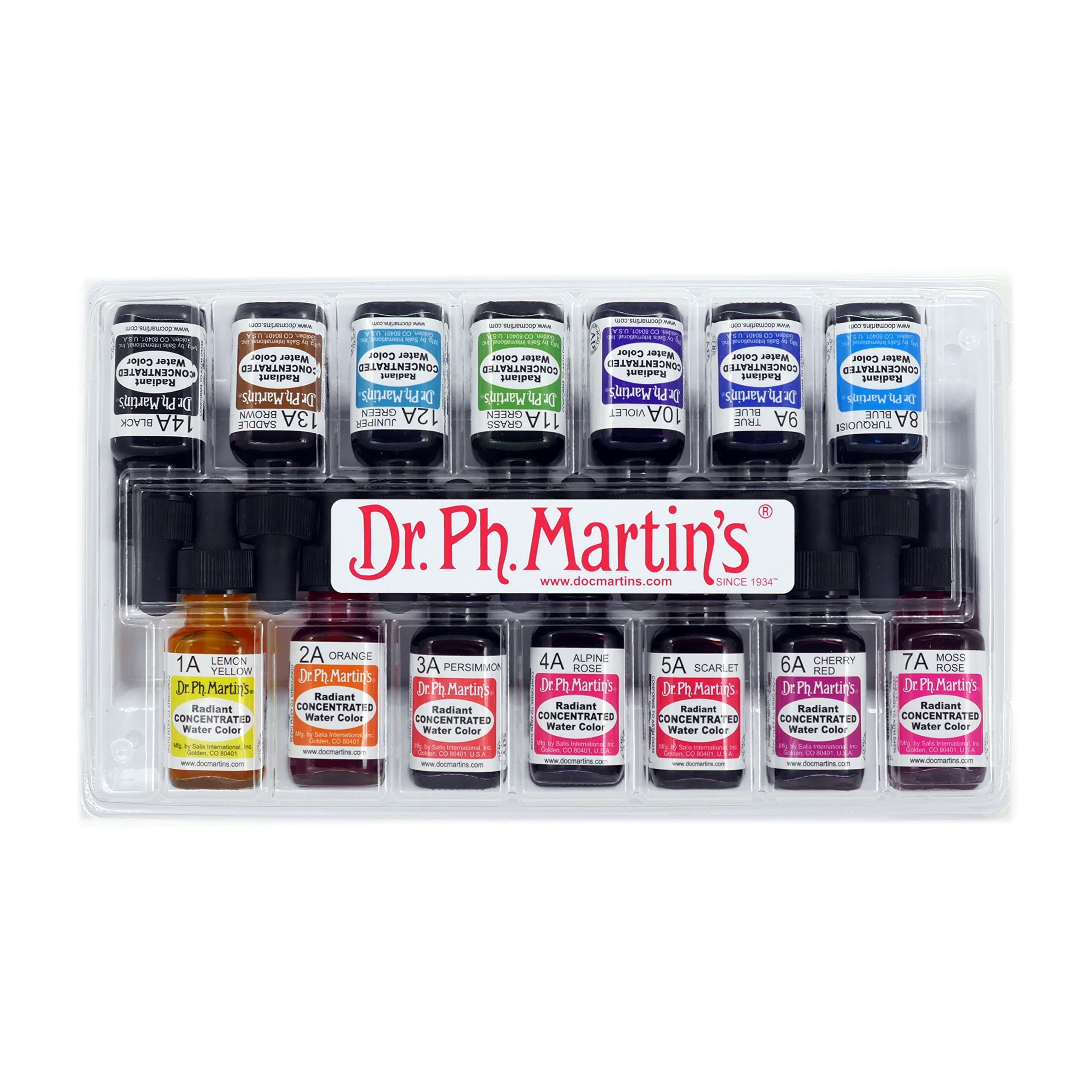 RADI05OZSETA Martin's Radiant Concentrated Water Color, 0.5 oz, Set of 14 (Set A)