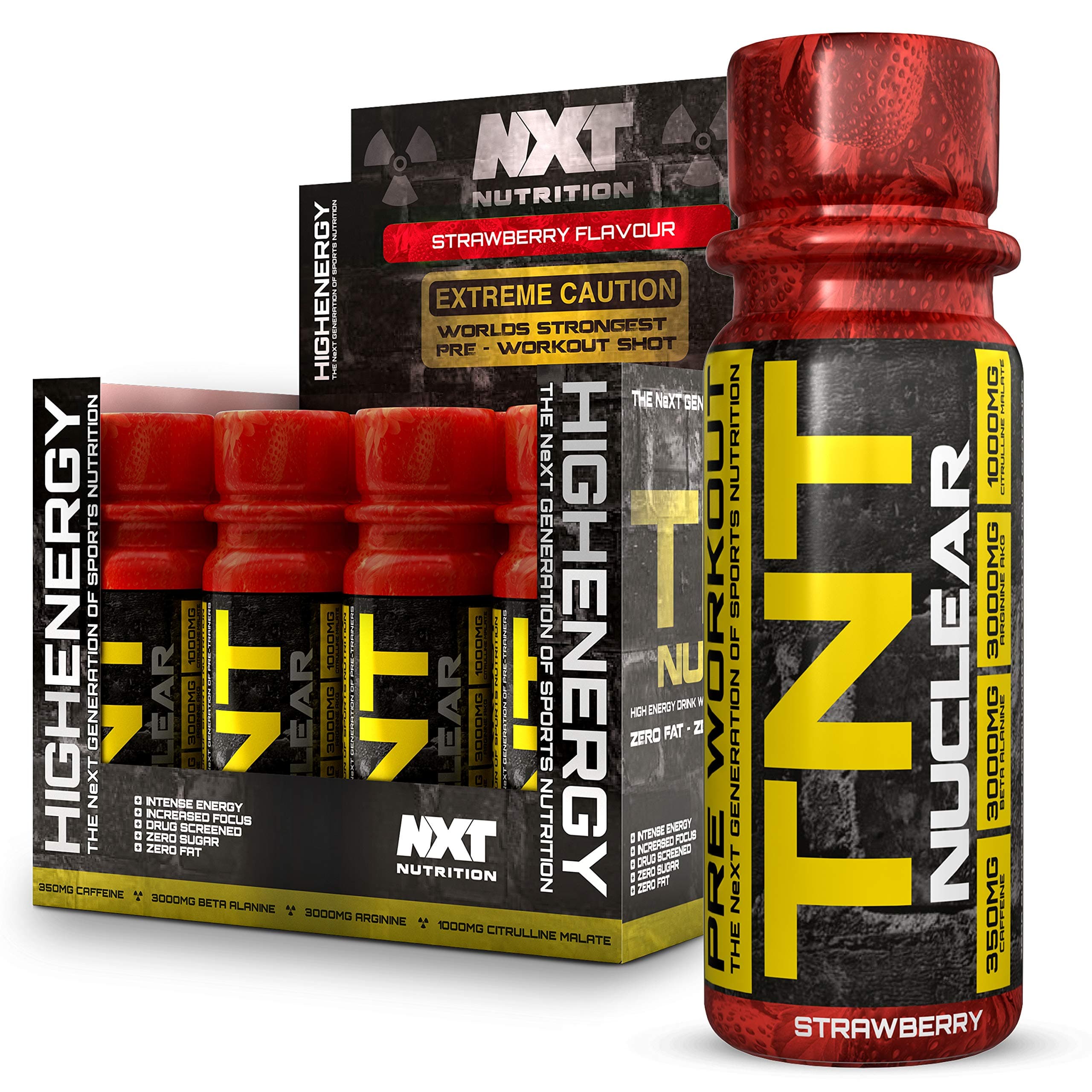 NXT Nutrition TNT Nuclear Shots - Pre Workout Energy Drink 12 x 60ml | Strawberry