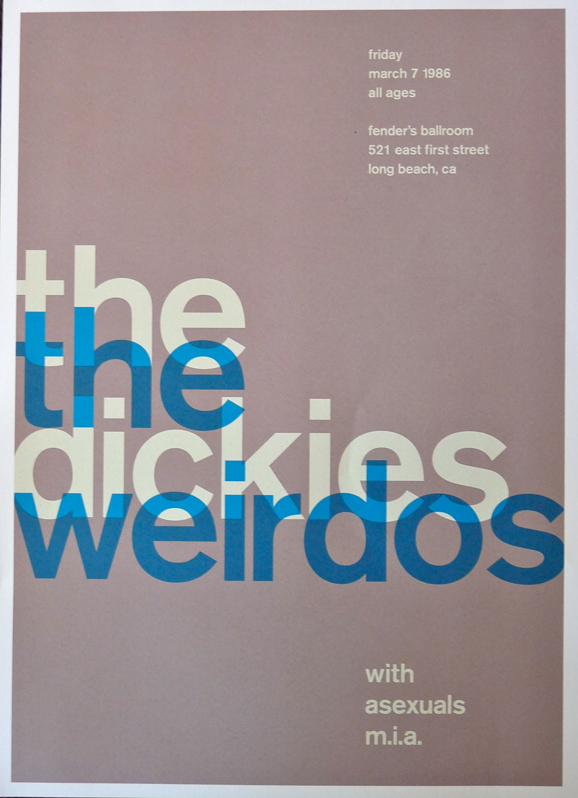 Dickies The The Weirdos - Live at Fender's Ballroom - Concert Gig Poster - 10"x14" - Long Beach 1986