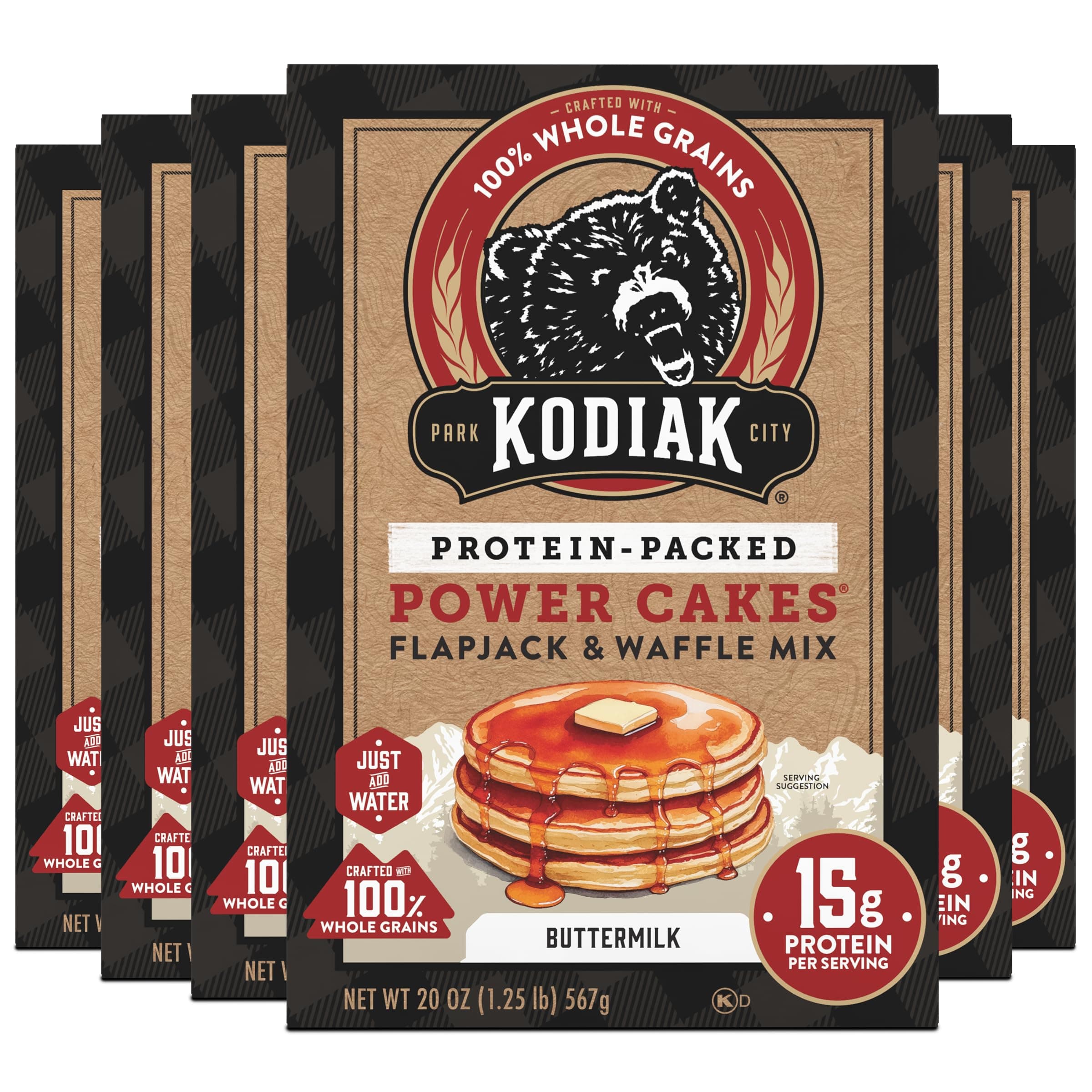 Protein Pancake Power Cakes, Flapjack and Waffle Baking Mix, Buttermilk, 20 Oz, (Pack of 6)