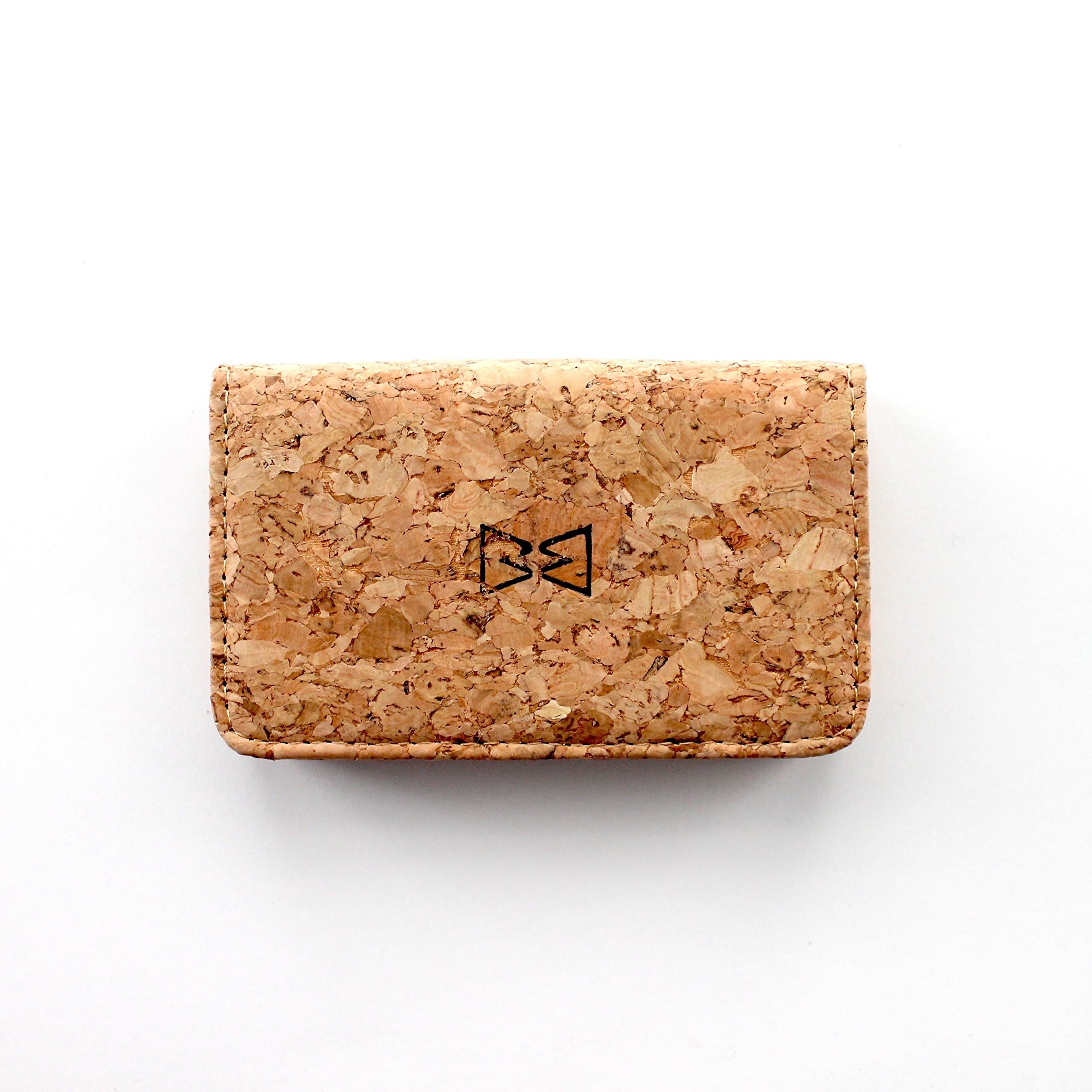 Business Card Case with Magnetic Flap Closure. Stylish and Eco-friendly. Made of Vegan Cork Leather. Fits 50 business cards.