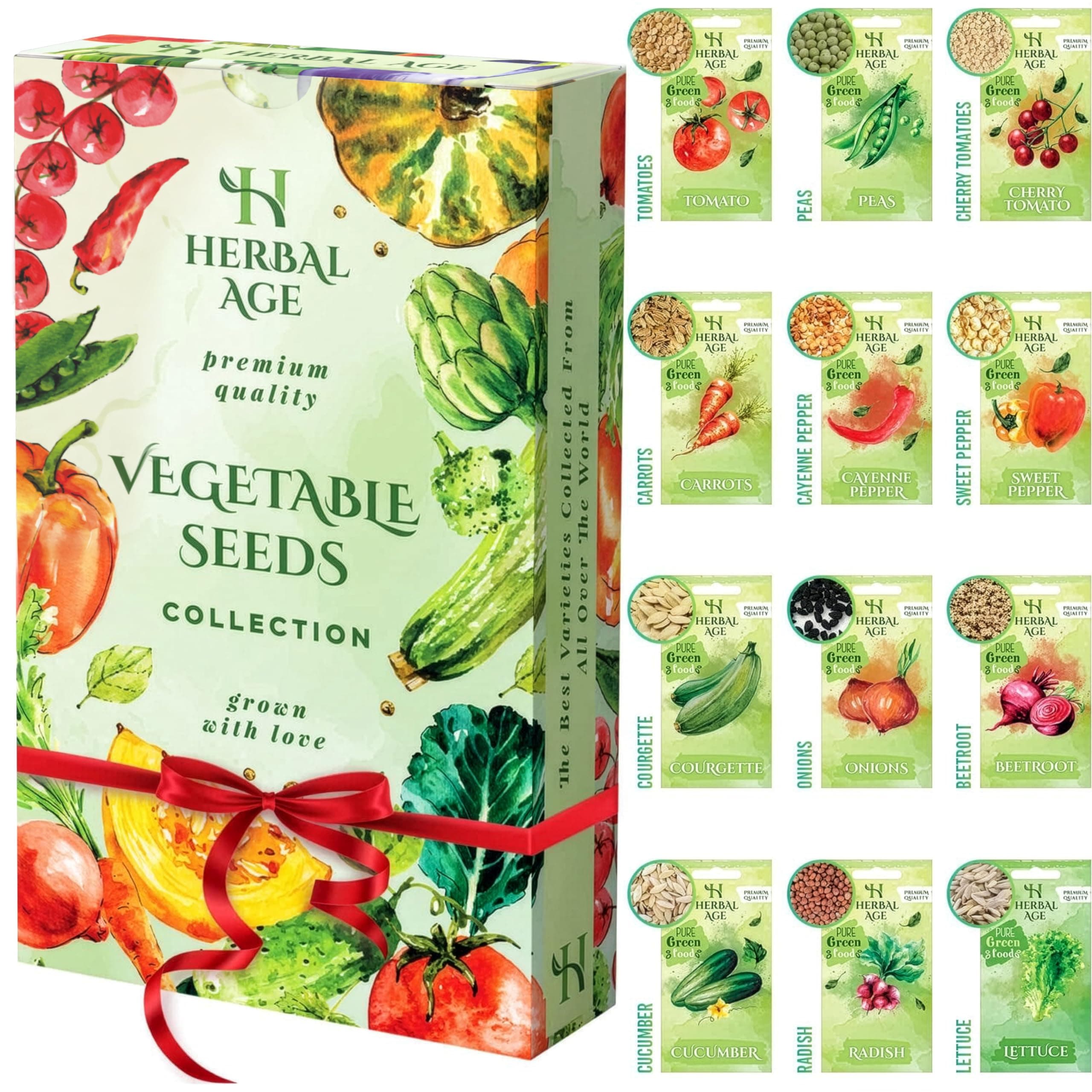 Grow Your Own Seed Kit - 11 Vegetable Seed Varieties, 3500 Heirloom Seeds Ready to Grow - Vegetable Growing Kit for Women, Kids, Beginners, Gardeners Gift - Carrot, Onion, Courgette, Spinach, Tomato