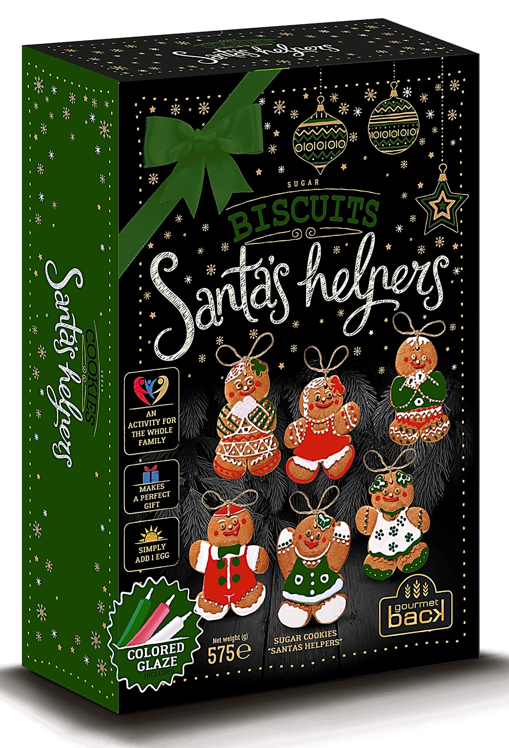 Build and Decorate Your Own Gingerbread Santa’s Helpers Kit - Includes Icing Pens - 575 g