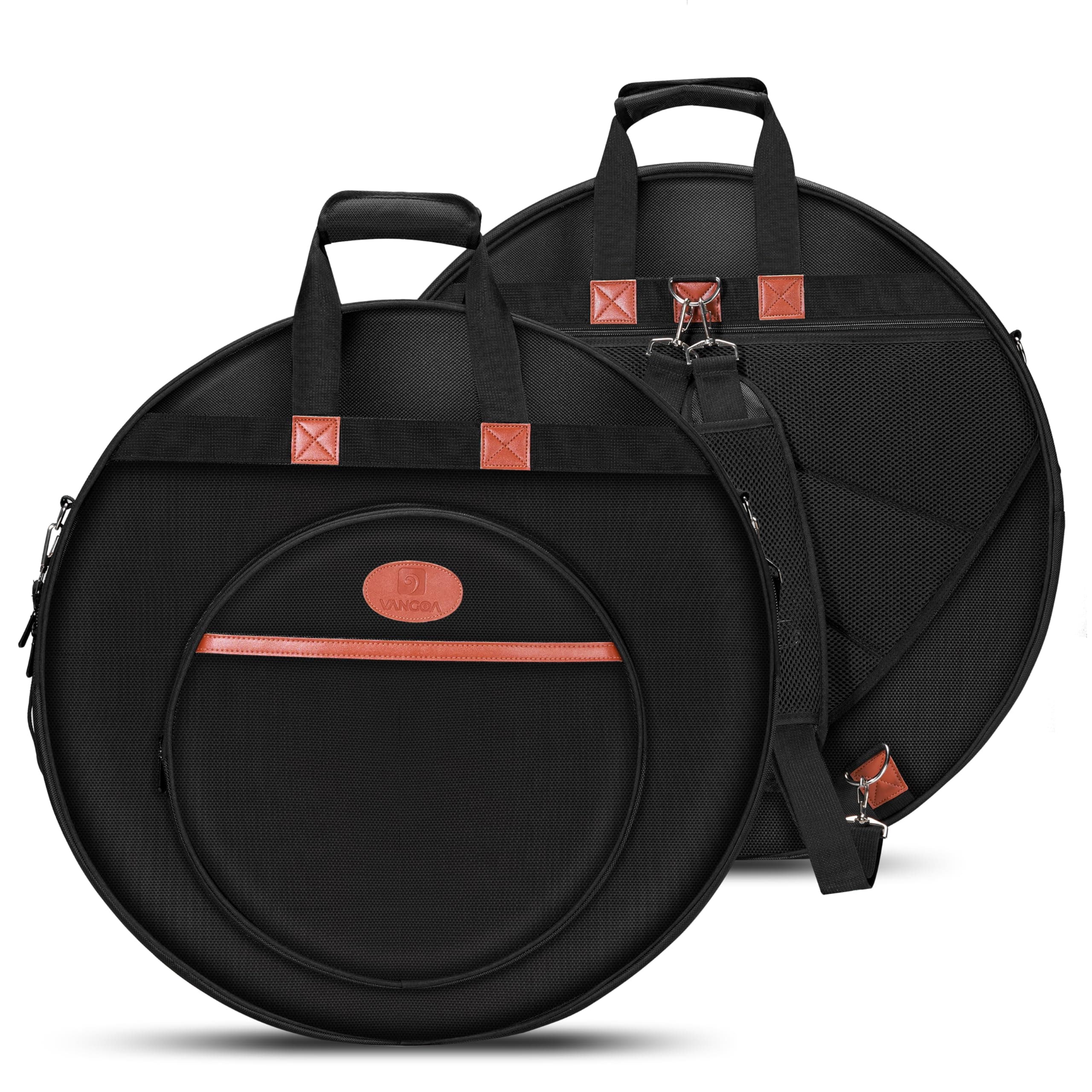 Vangoa 22" Cymbal Bag with Dividers, 10-Pack Cymbal Case 10mm Padded Cymbal Gig Bag Dust-proof and Waterproof Storage with Carry Handle, Shoulder and Backpack Straps for Drum Cymbals and Accessories