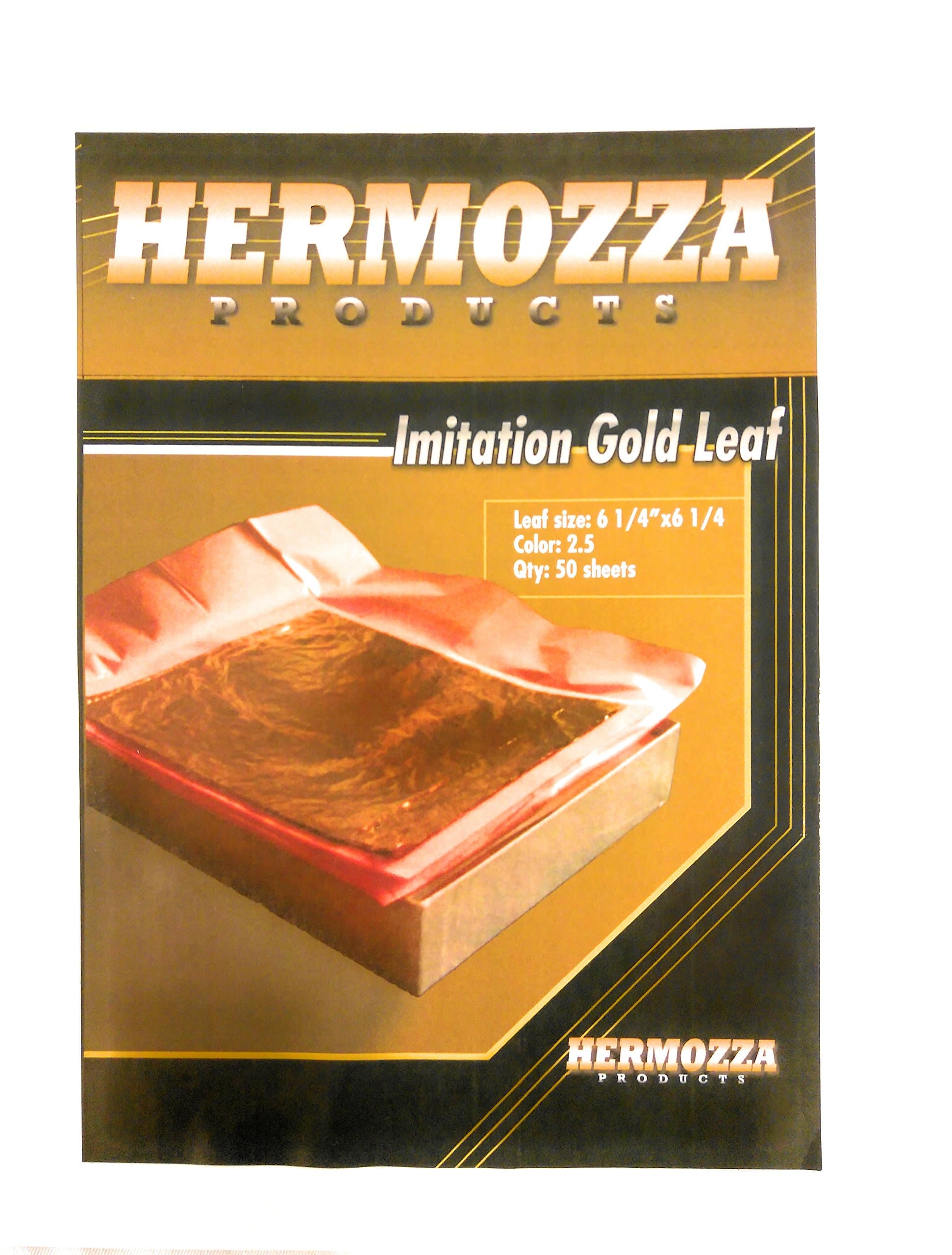 Imitation Gold Leaf Qty 50 sheets Size 16cm x16cm 6 1/4 x 6 1/4. color 2.5, Europe size, Quality Grade A