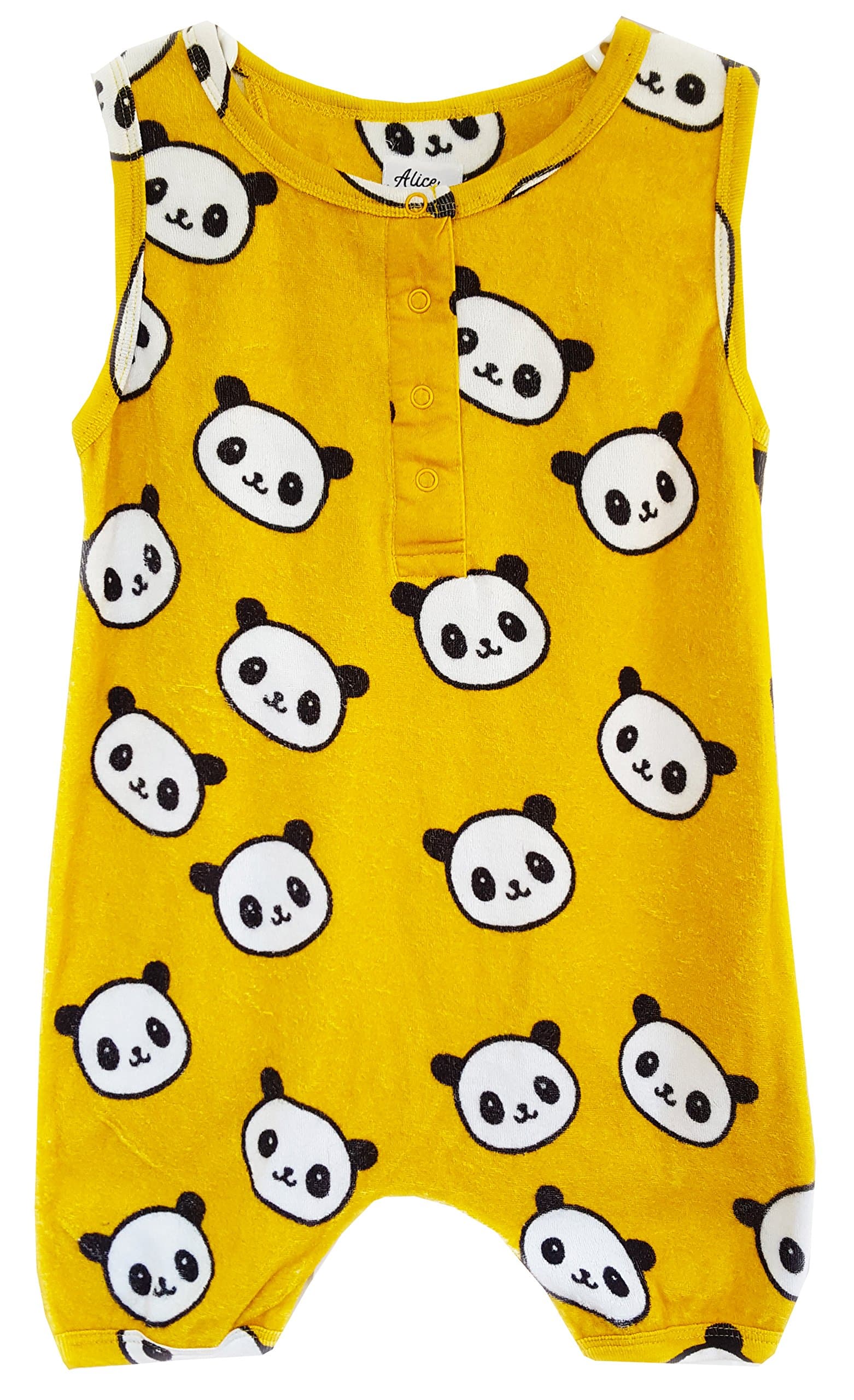 Kaydee Baby Alice + Eddie Terry Shorts Panda Print Romper - Ages 18 Month to 5T - for Boys and Girls