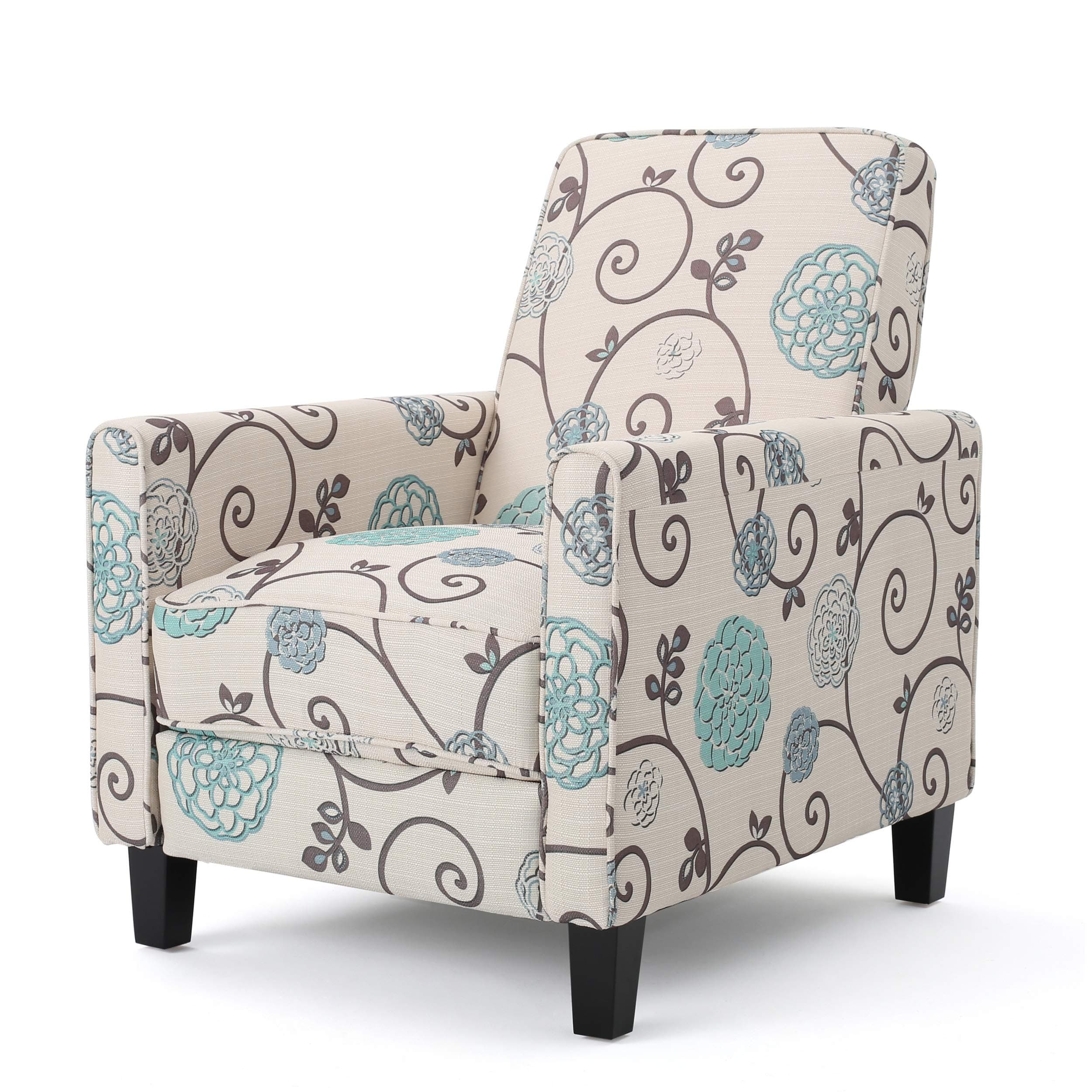 Christopher Knight Home Dufour White and Blue Floral Fabric Recliner 26.75D x 34W x 36.25H in