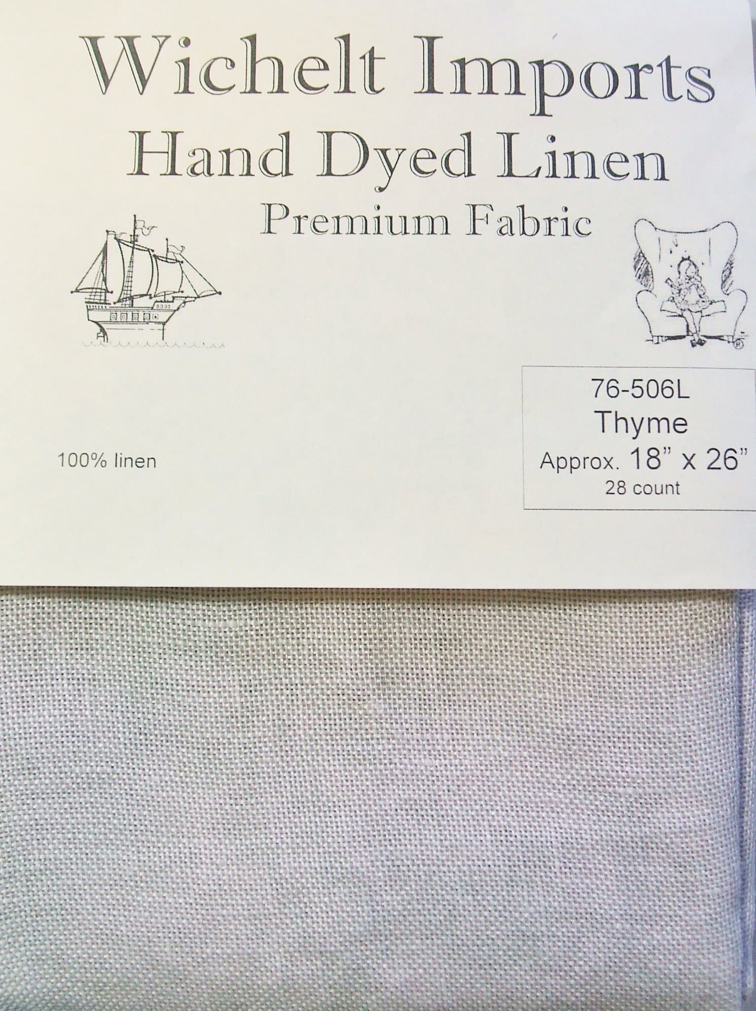 Wichelt Hand Dyed 100% Linen Thyme 28 Ct 18" x 26" Cross Stitch Fabric