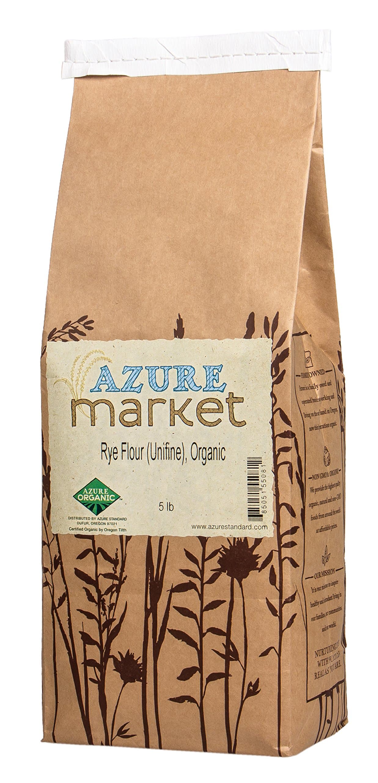 Azure Market Organics Dark Rye Unifine Flour, Non-GMO, 5 lb