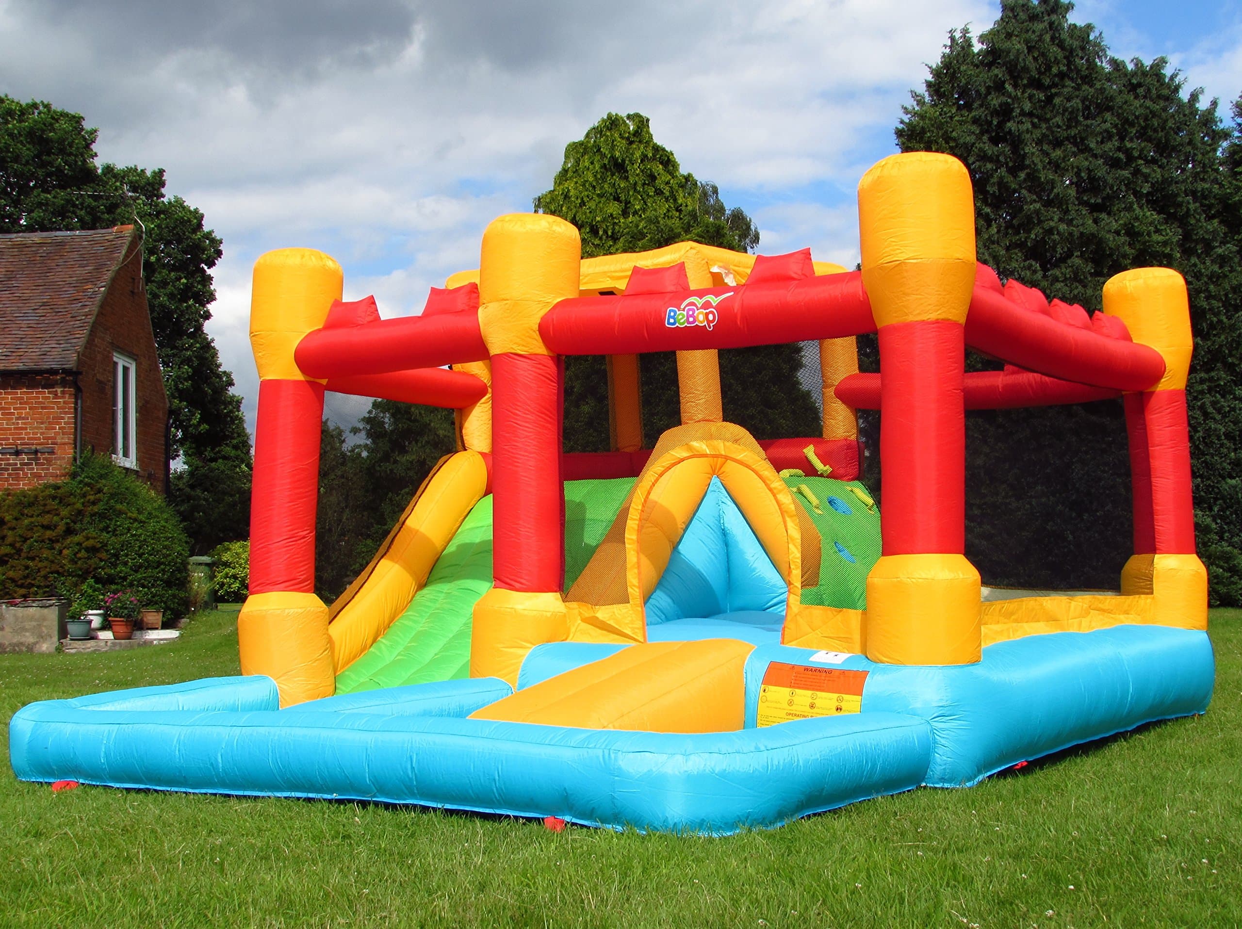 BeBop Fortress Bouncy Castle and Slide For Kids with Blower Fan
