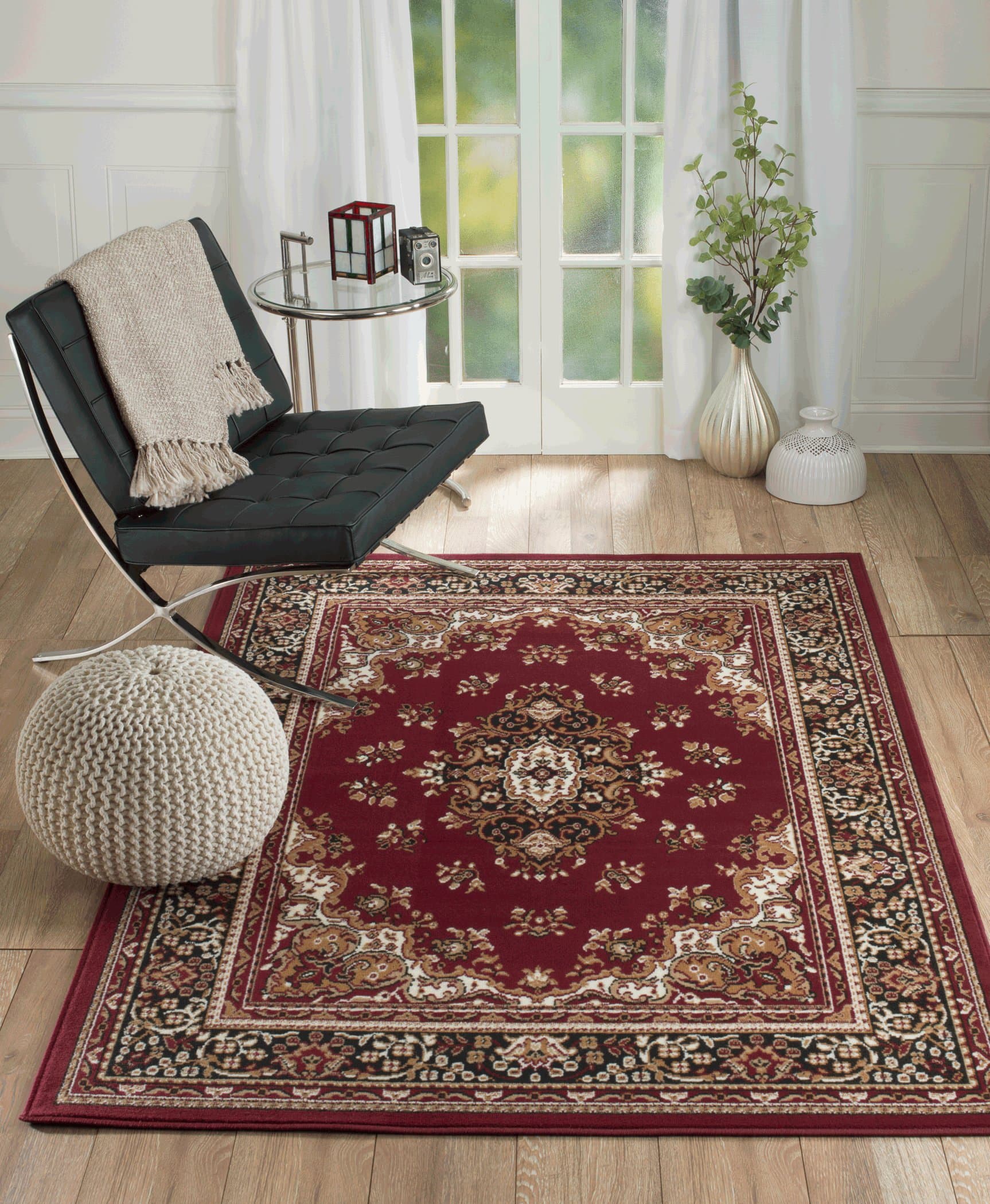 NEW CHATEAU S1 BURGUNDY ORIENTAL PERSIAN STYLE AREA RUG (5x7 area rug)