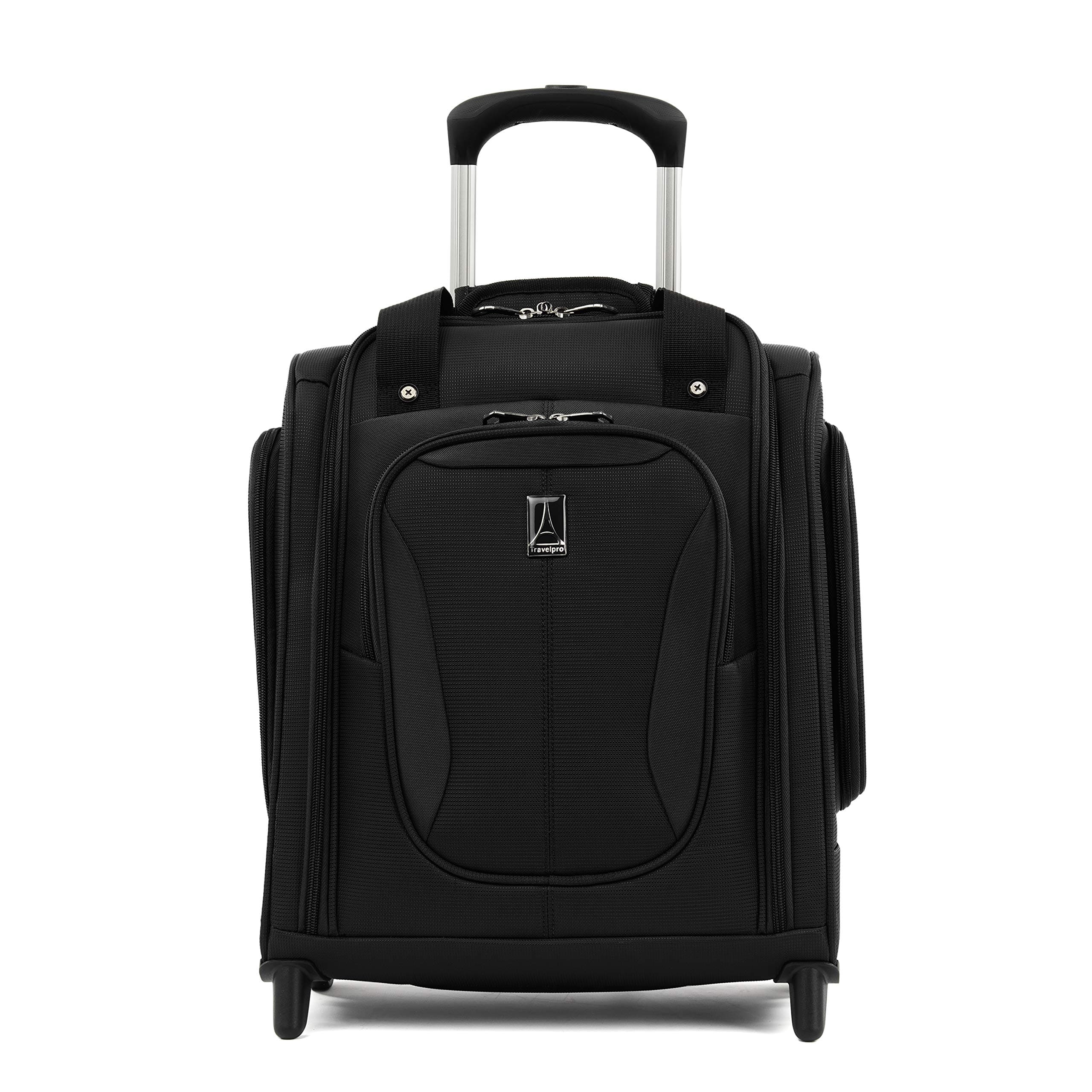 Tourlite Softside Lightweight Rolling Underseat Compact Carry-On Upright 2 Wheel Bag, Men and Women, Black, 15-Inch, Black, One Size, Pocket