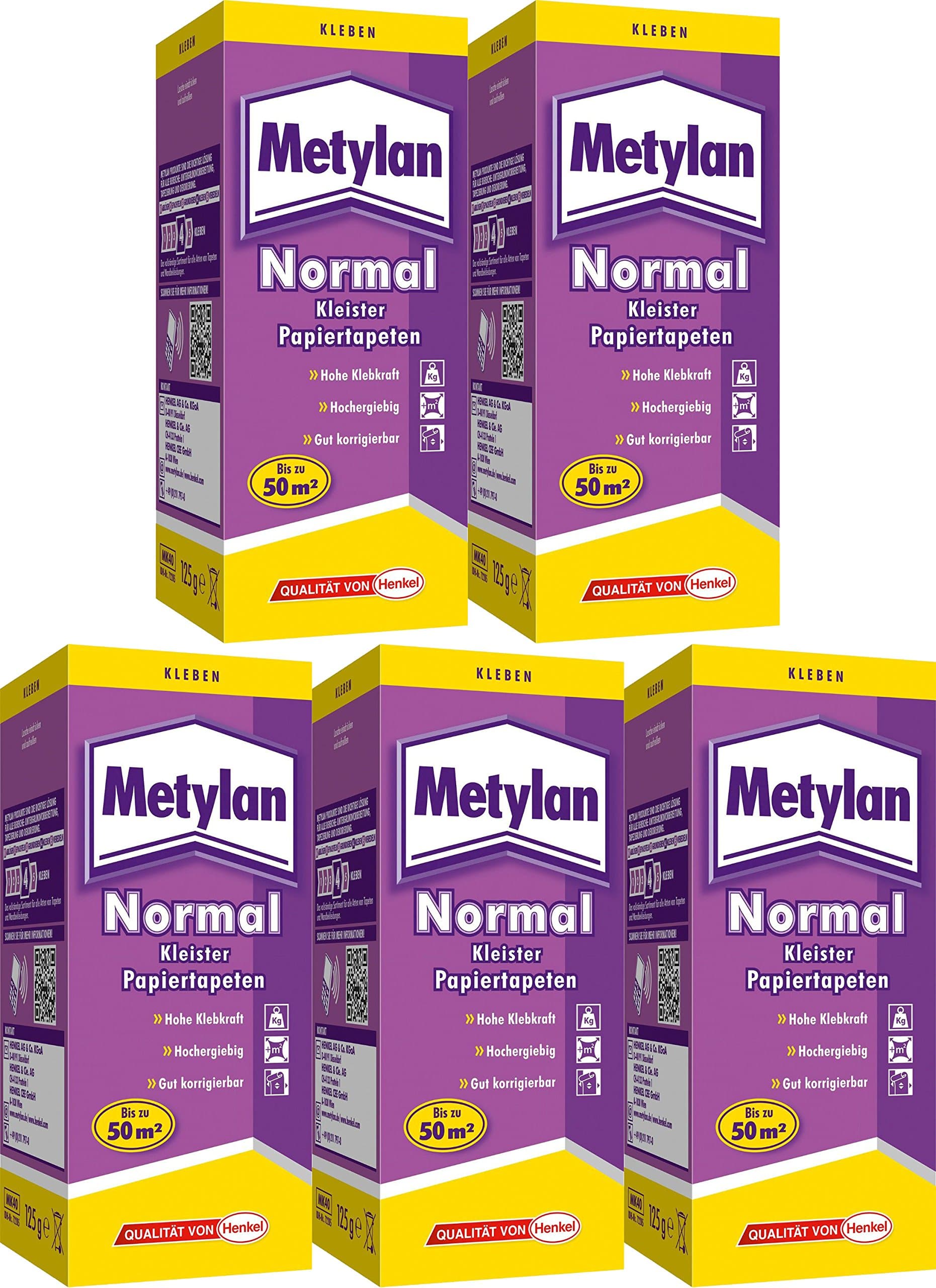 5 Count Savings Pack Metylan normal wallpaper paste 125 g, MK40 (Up To 250QM)