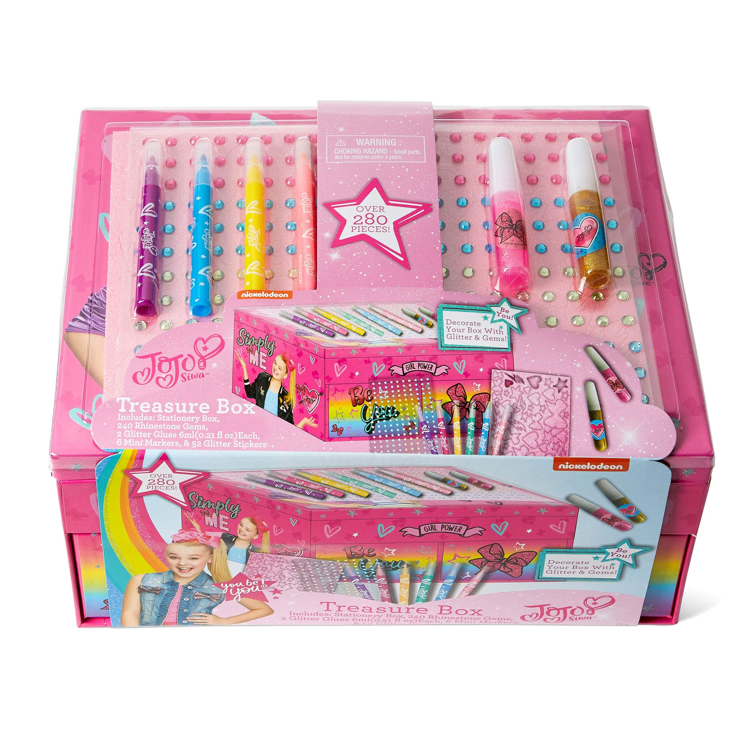 JoJo Siwa Arts & Crafts Treasure Box - 1LB Keepsake Box Packed with Rhinestones, Stationery, Stickers & More