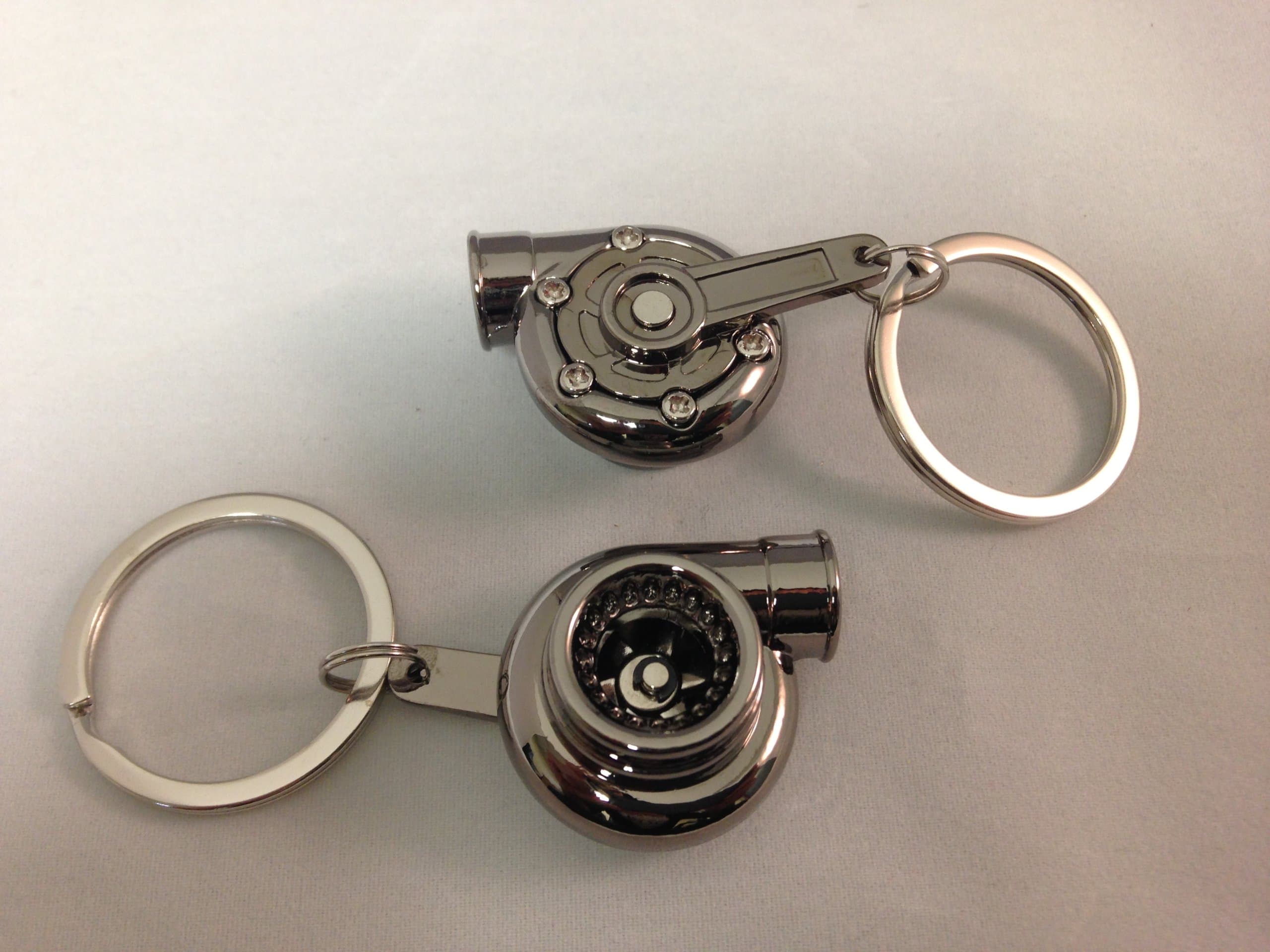 Spinning Turbo Turbocharger Keychain Black Polish