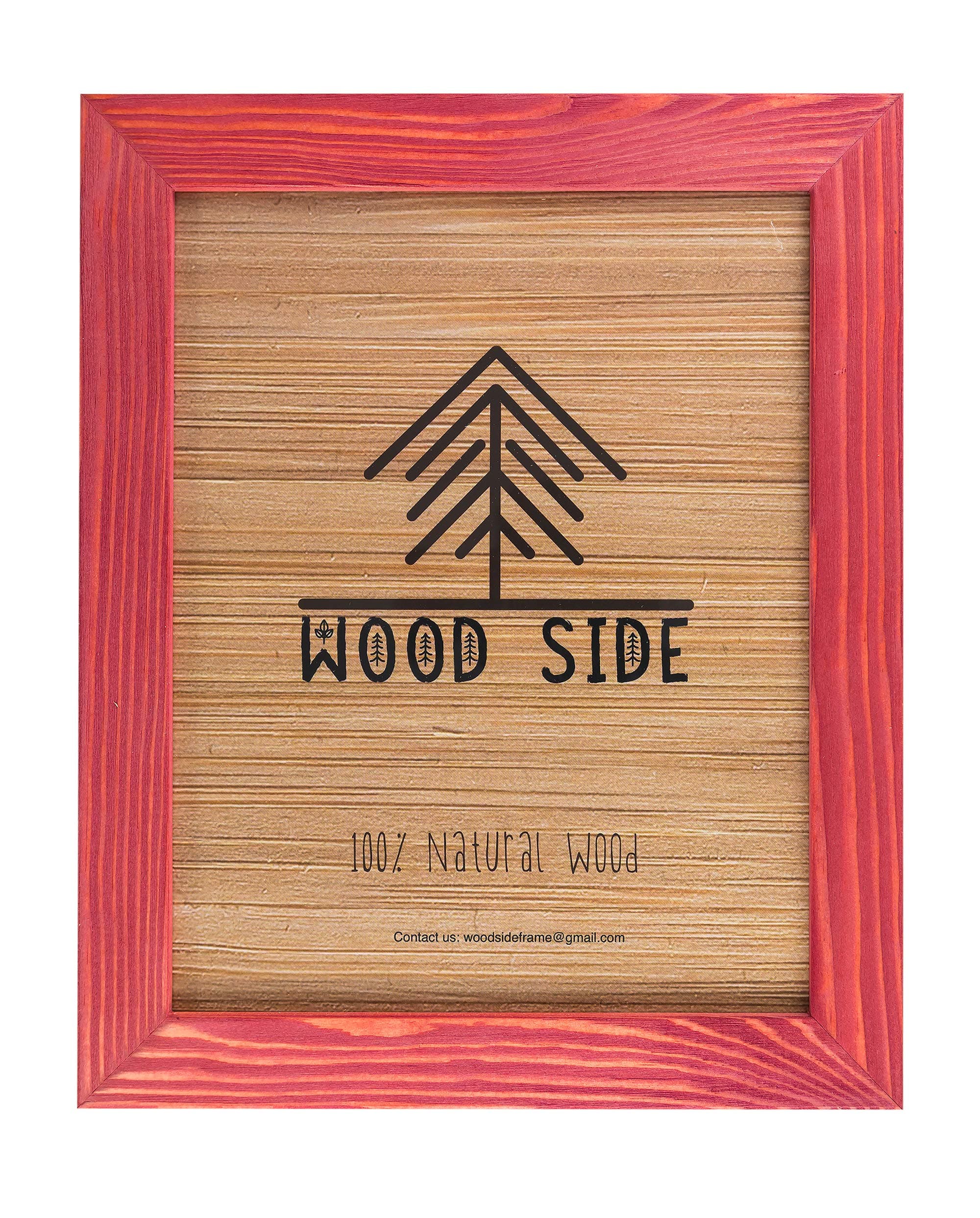 Rustic Wooden Poster Picture Frame 12x16 - Natural Solid Eco Distressed Wood for Wall Mounting Photo Frame - Red