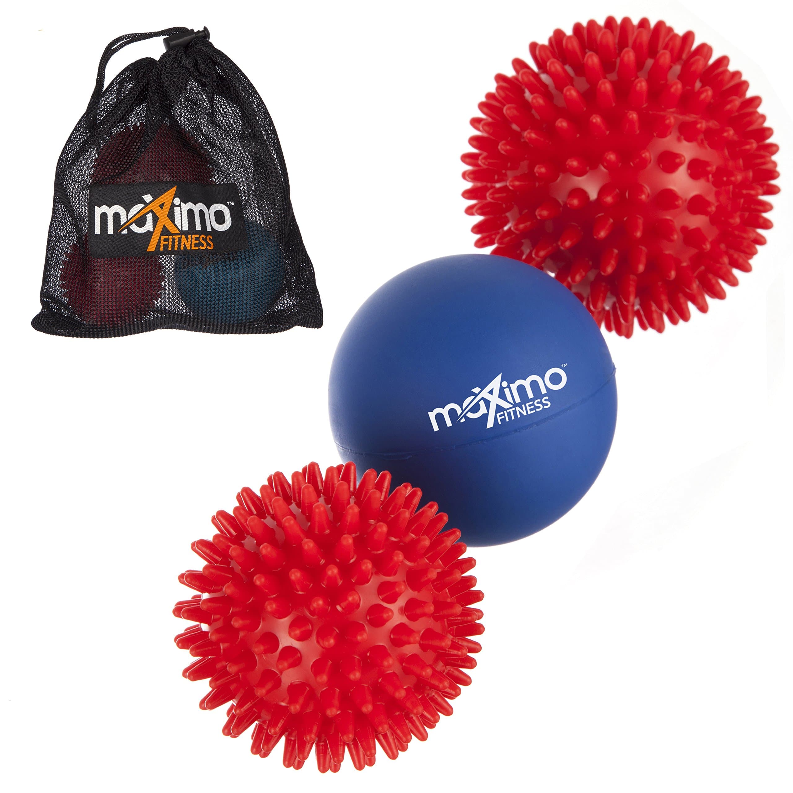 Maximo Fitness - Massage Ball Set - 2 Spiky Balls + 1 Lacrosse Ball.