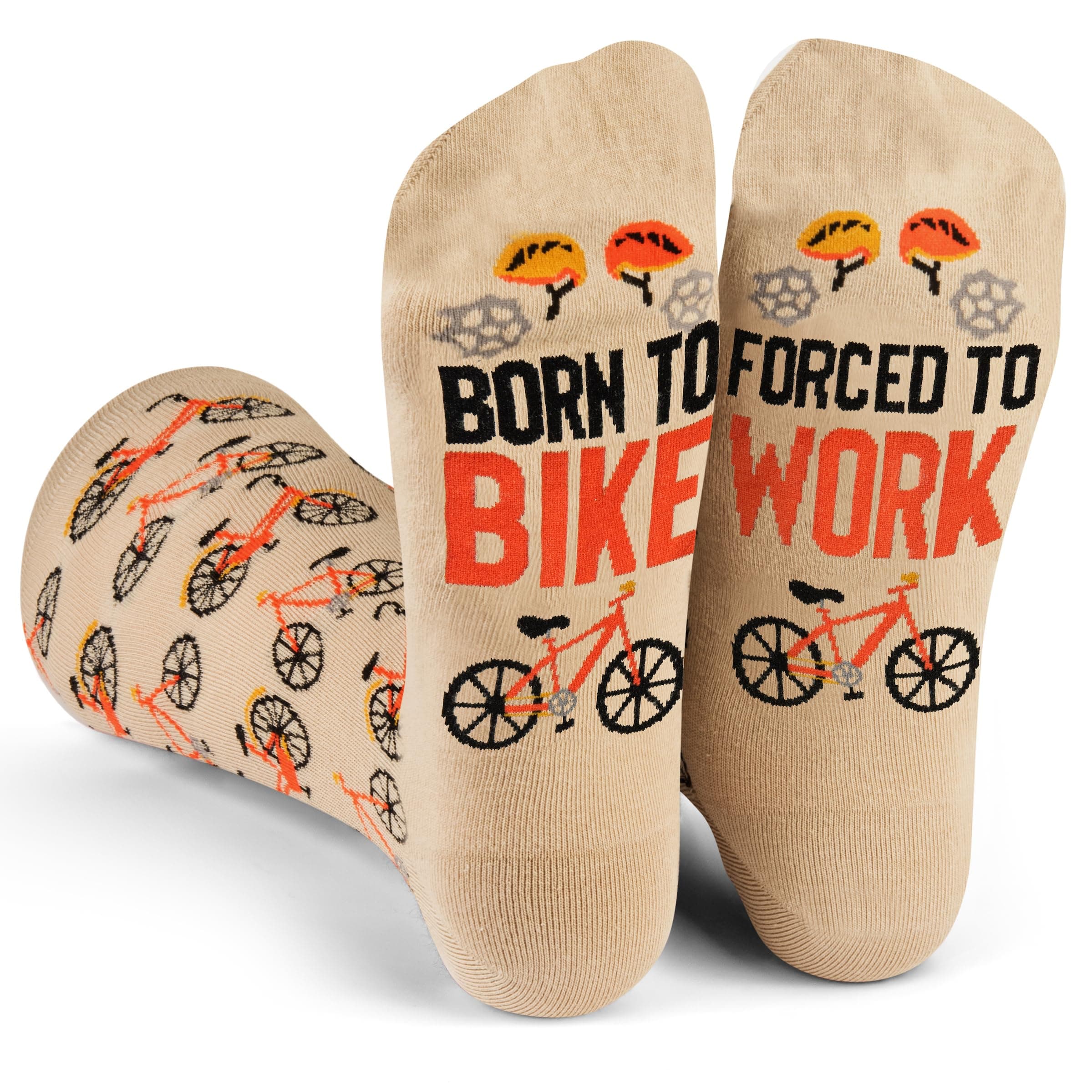Born to Live, Forced to Work Funny Novelty Socks for Men - Bike, Fish, Camp, Golf, Hunt