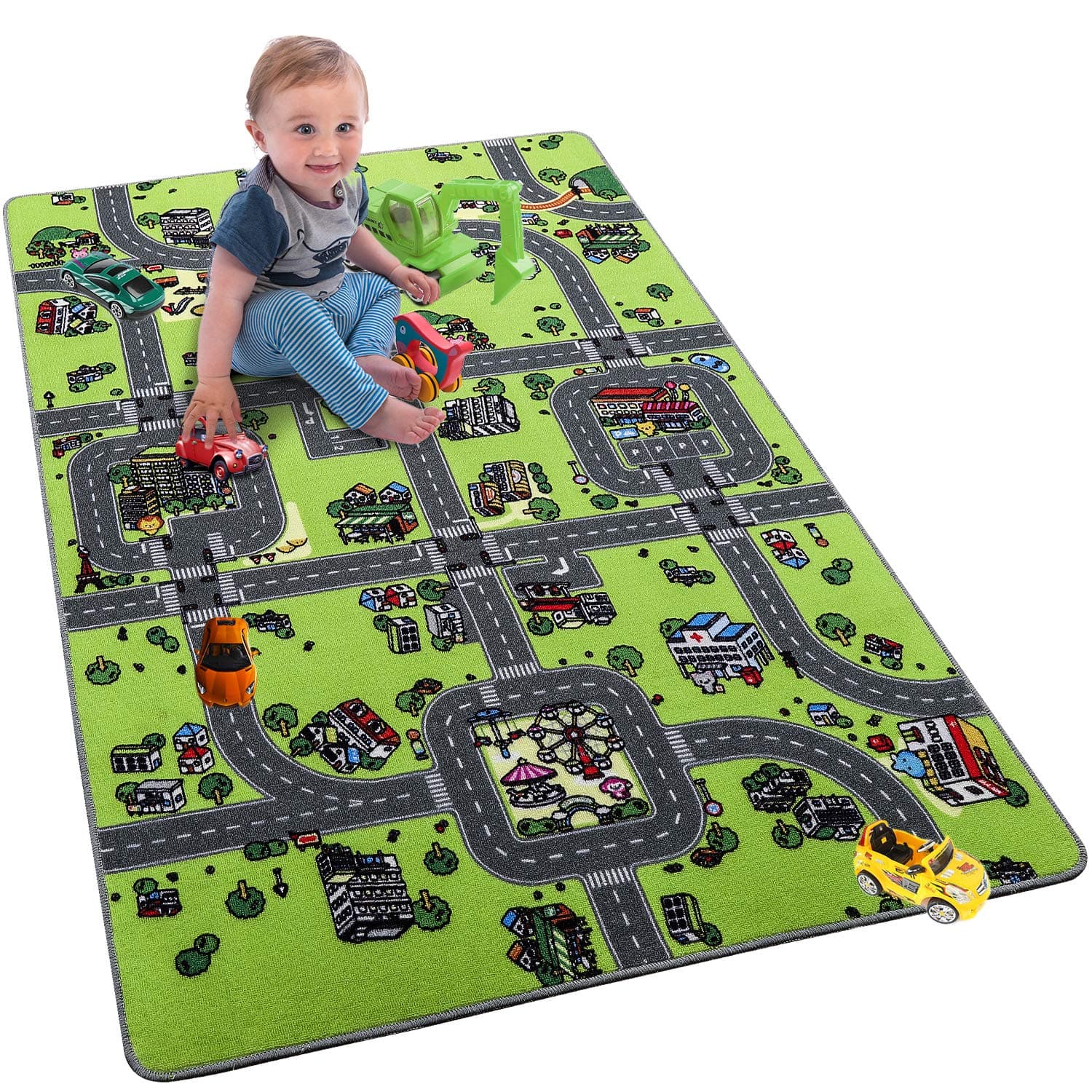 Softlife Kids Carpet Play Mat Rug 35" x 59" City Life Great for Playing with Cars Children Area Rugs for Bedroom Playroom Nursery
