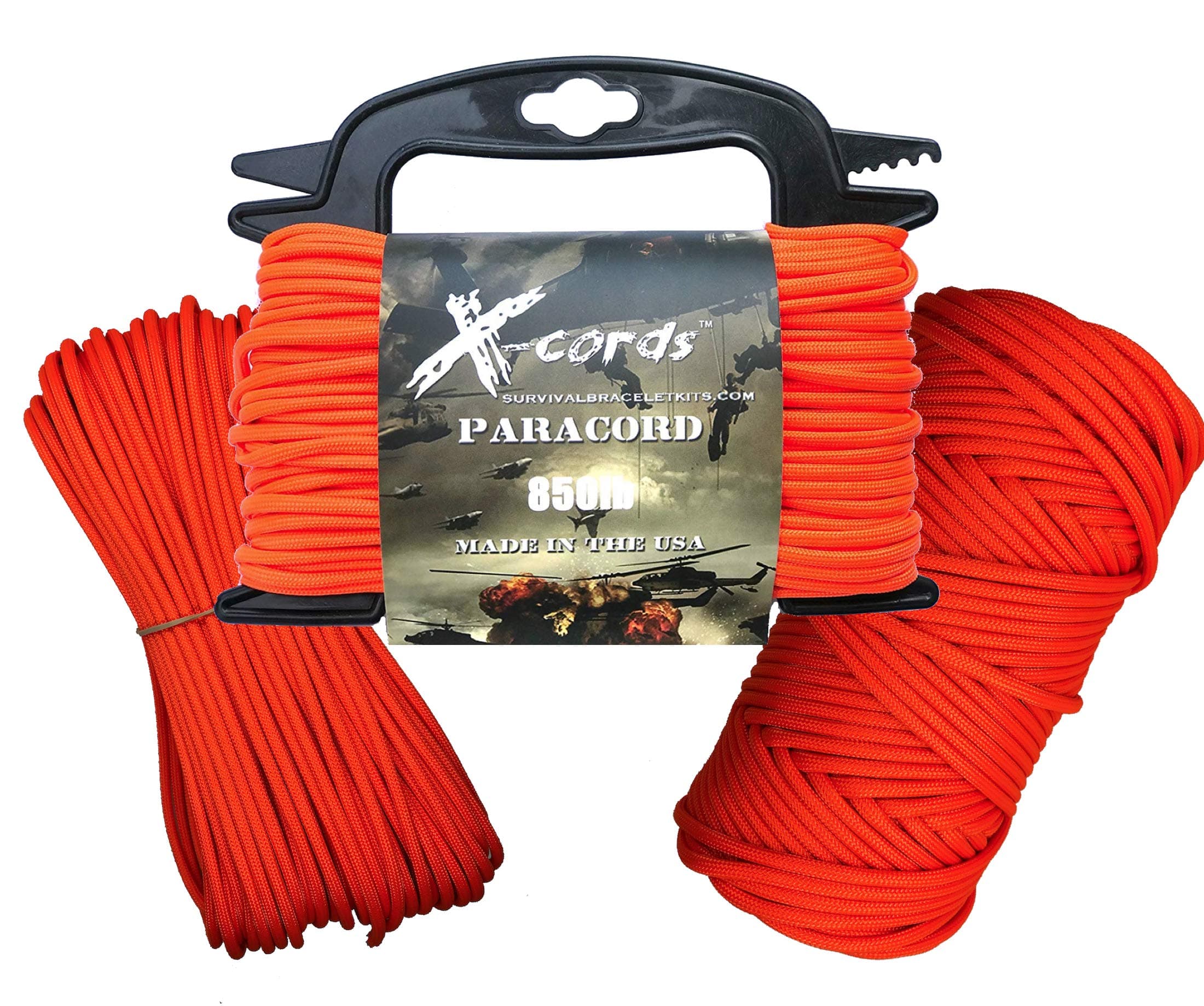 Paracord 850 Parachute Cord Made in The USA (Orange, 200 FT (Wound ON Tube)