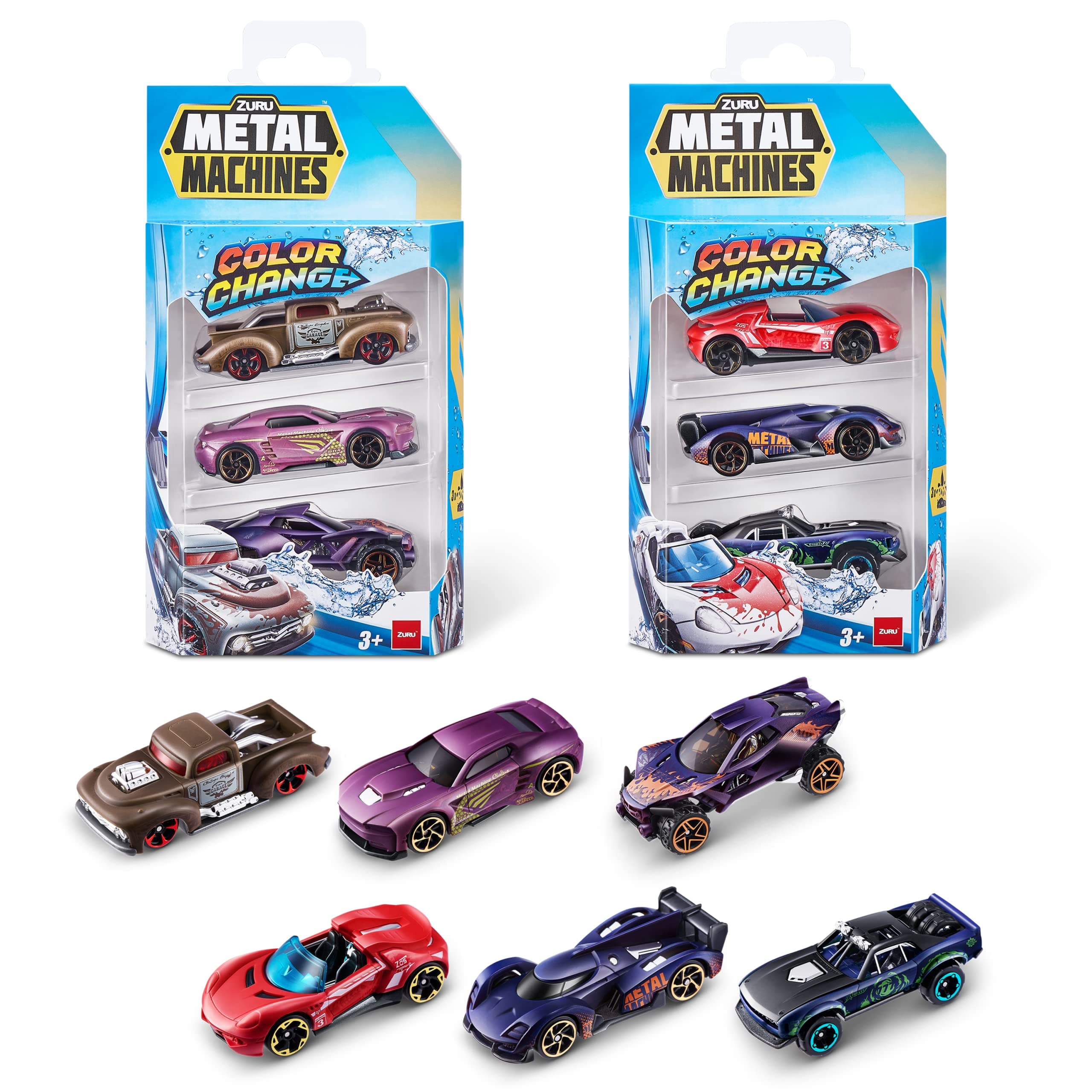 Color Change Car Series 4, Collectible Race Car Toys, Die-Cast Cars, (6 Pack), Styles May Vary, Mailer Box