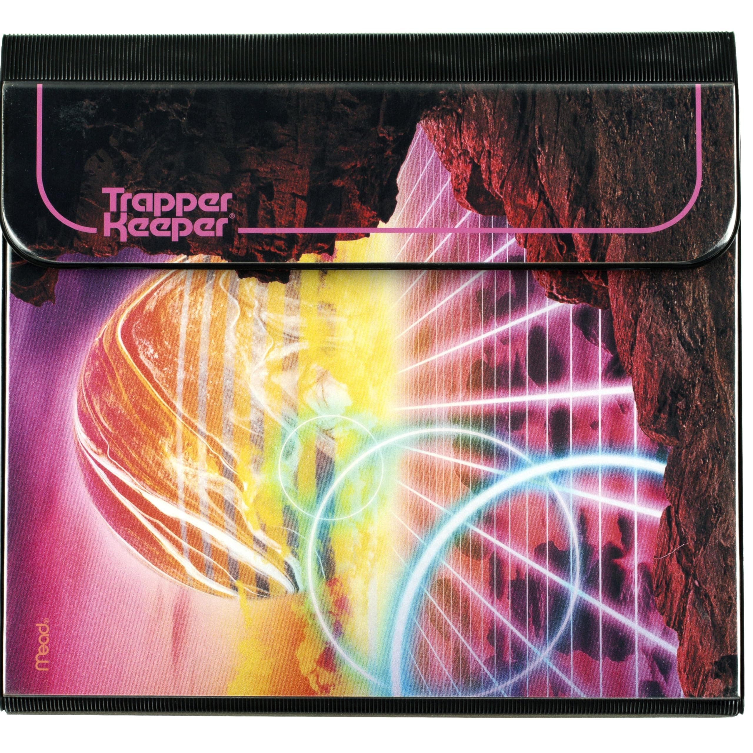 Mead Trapper Keeper Binder, Retro Design, 1" Binder Includes 2 Folders and Extra Pocket, Metal Rings and Spring Clip, Secure Storage, Glow, School Supplies (260038FM-ECM)