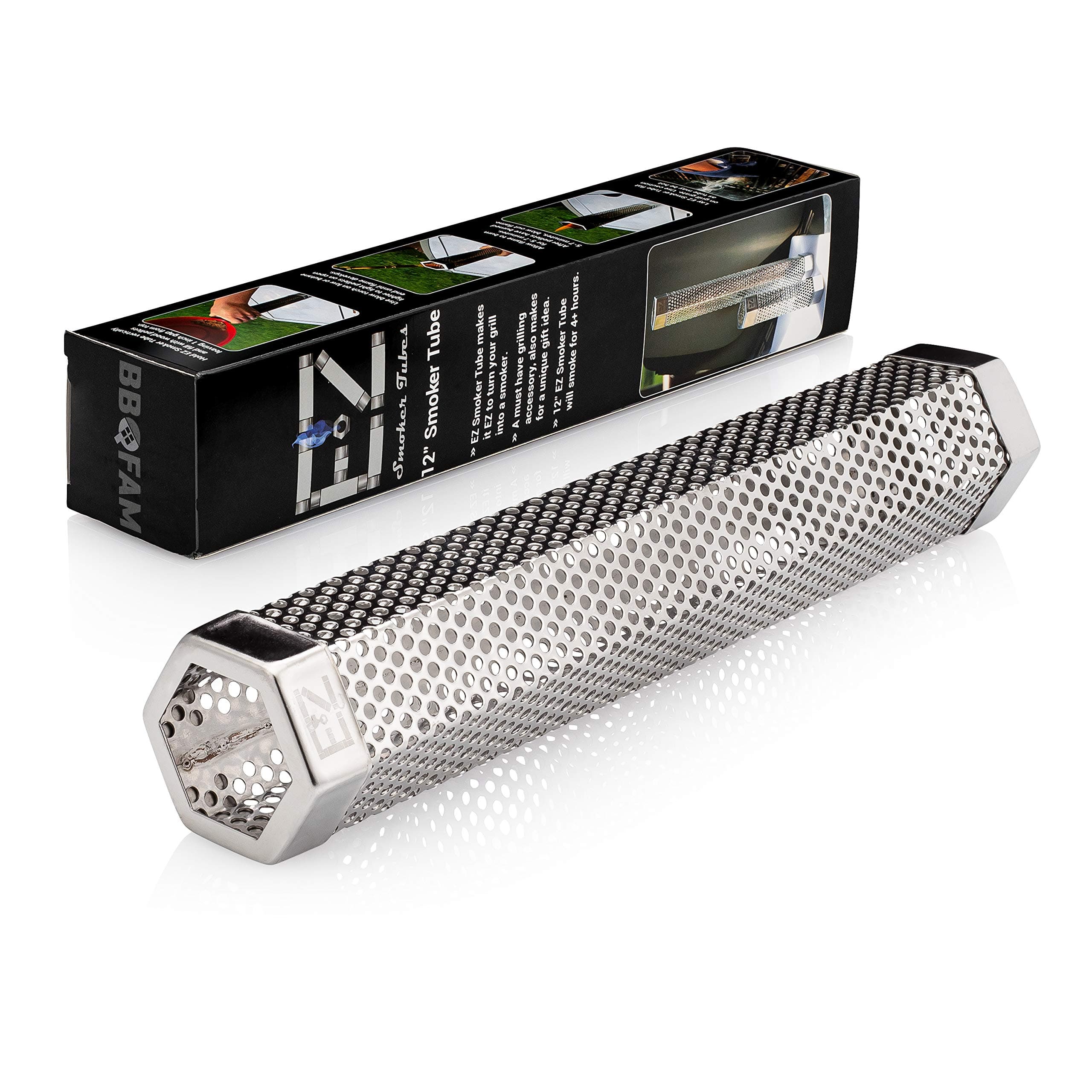 12" EZ Smoker Tube, Stainless Steel BBQ Smoker Tube-Wood pellet tube, Smoker tube for gas grill, The Hexagonal Pellet Smoke Tube on Instagram and FB (1, 12")